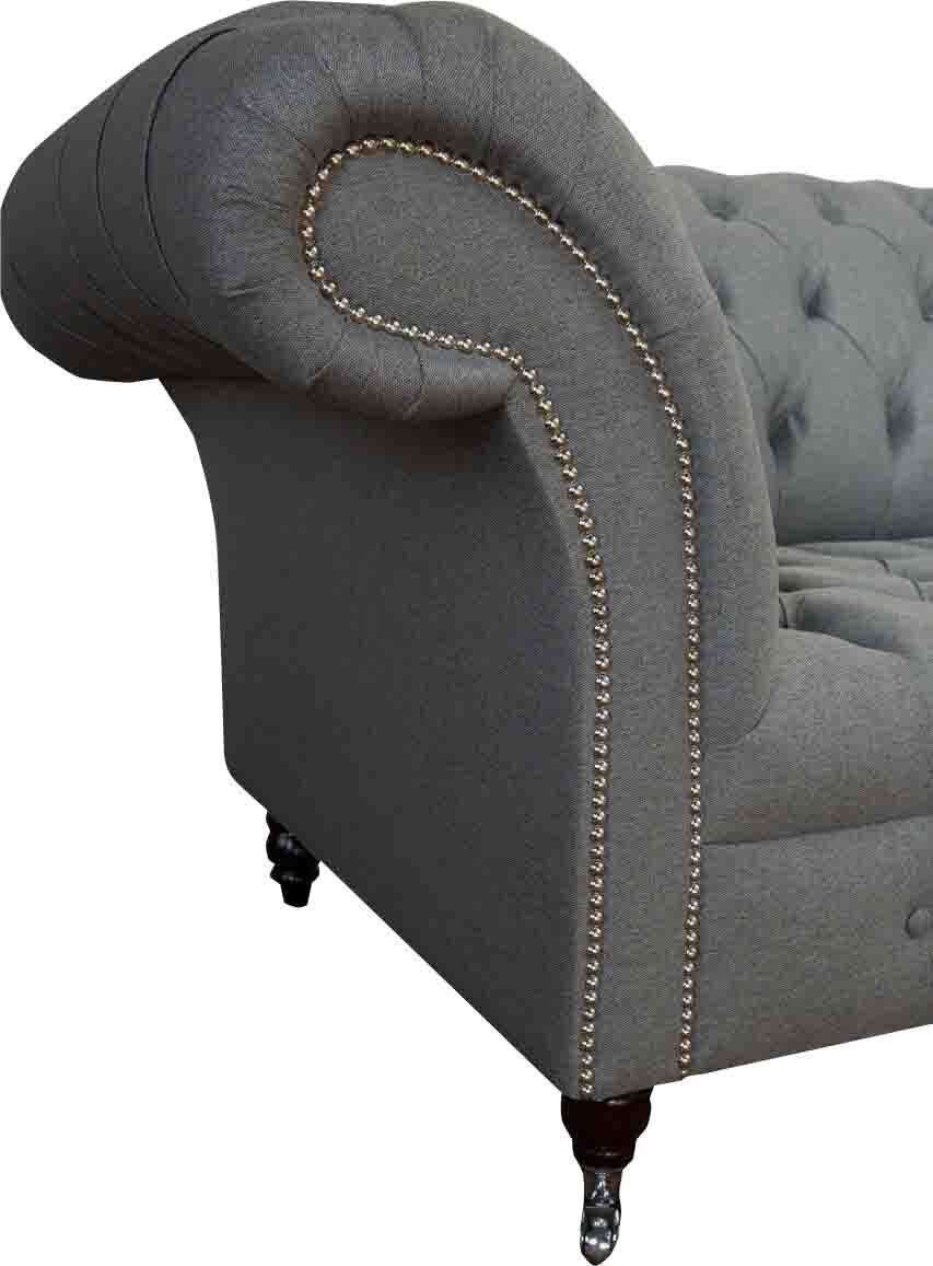 Europe Modern Luxus Made Sofa Couch Sitzer Grau Sofa 3 In Chesterfield, Stoff JVmoebel