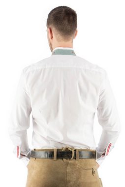 OS-Trachten Trachtenhemd Cereba Langarmhemd mit Brusttasche, Stickerei auf Tasche und Kragen