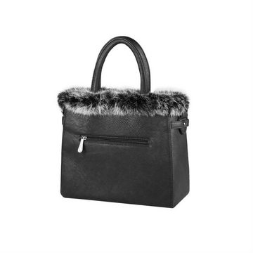 ITALYSHOP24 Shopper Damen Tasche Schultertasche Umhängetasche, mit Kanninchenfell, 1 RV-Fach auf der Rückseite