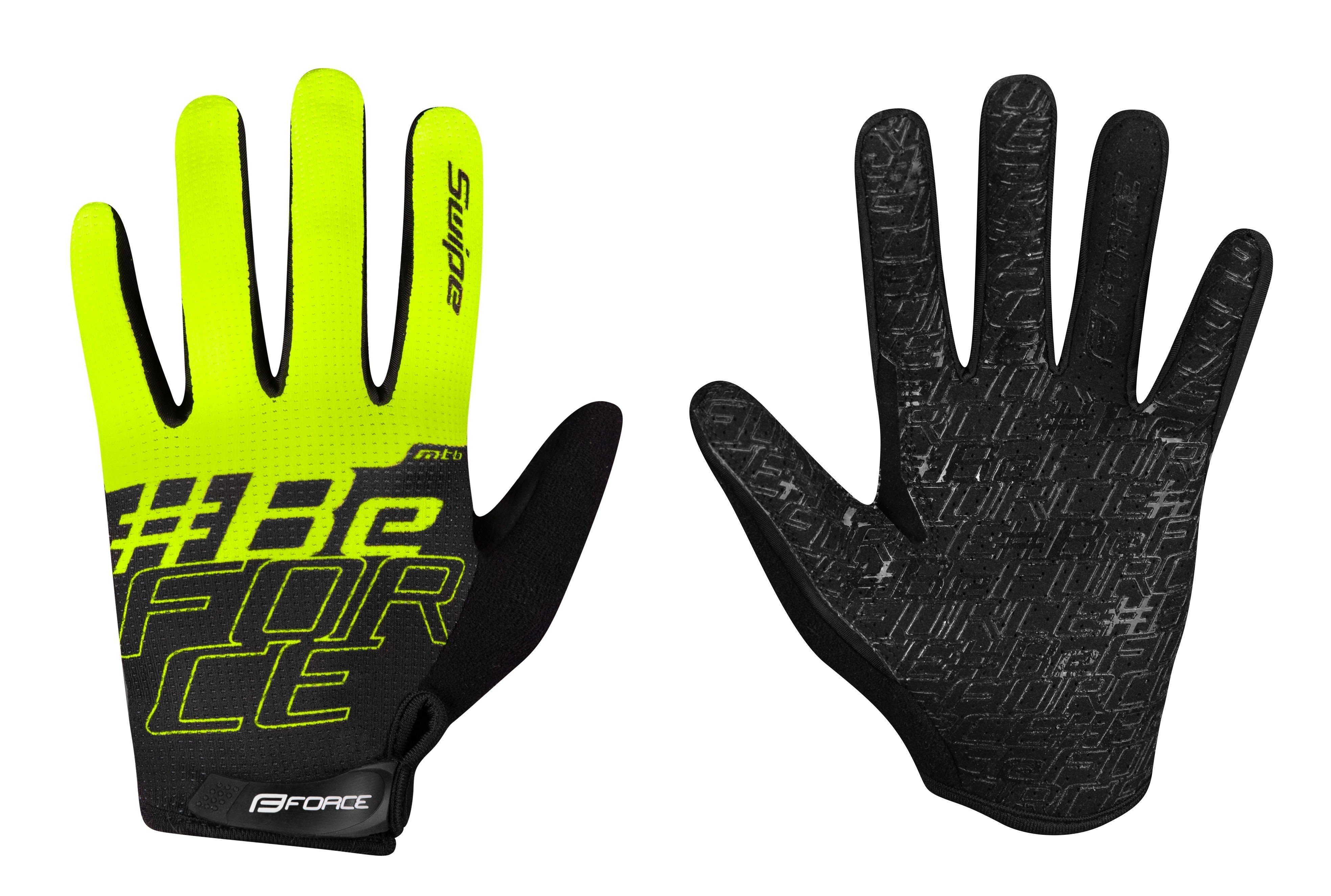 FORCE Fahrradhandschuhe Handschuhe FORCE MTB SWIPE fluo-schwarz +15°C plus