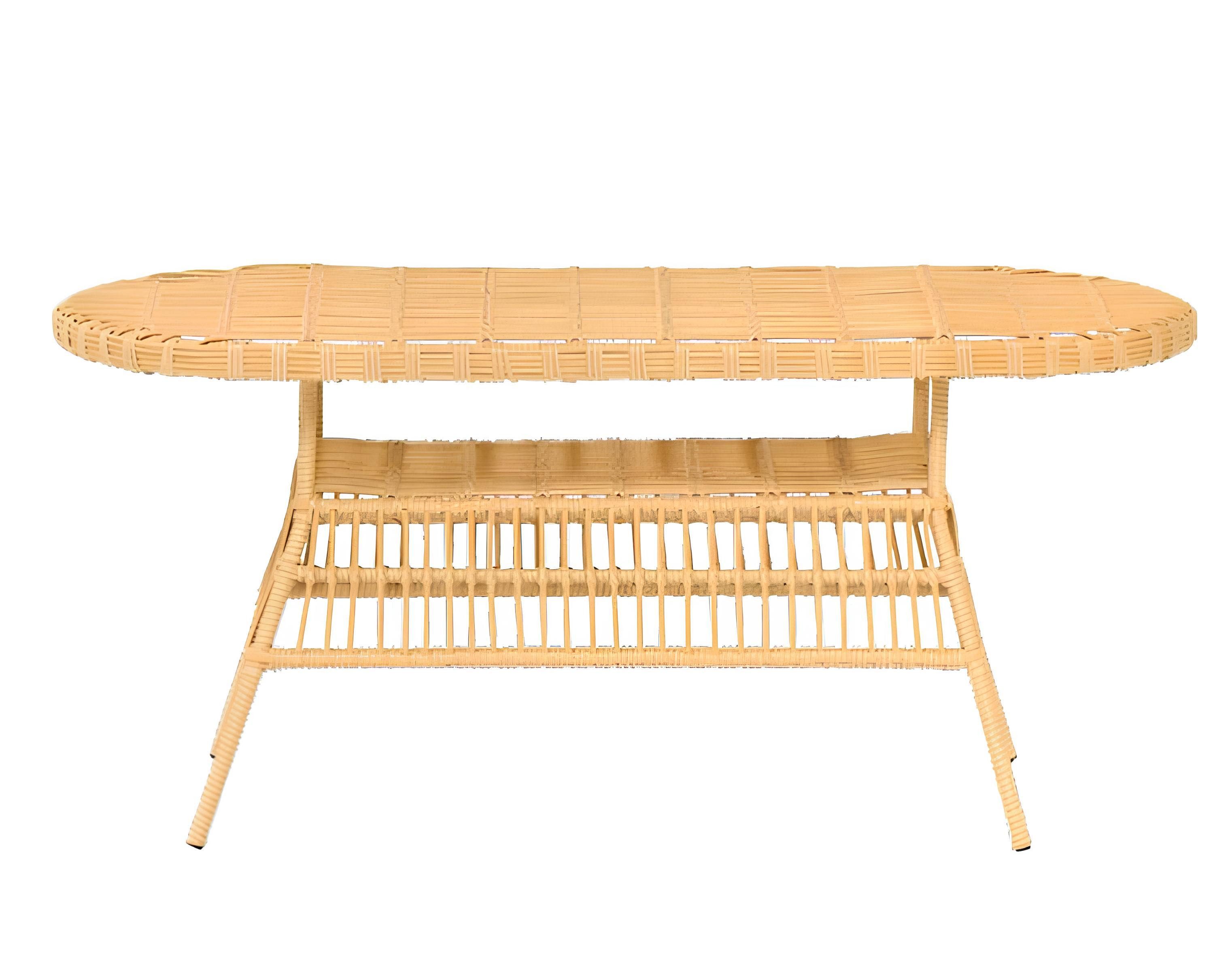 JVmoebel Esstisch Beiger Rattan Esstisch für Garten und Terrasse (Packung, Tisch), Made in Europe