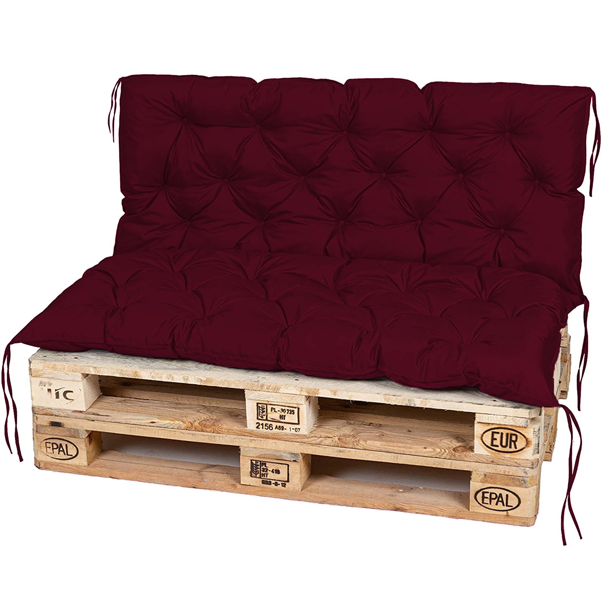 TexDeko Palettenkissen TexDeko-Garden Palettenauflage mit Rückenlehne gesteppt 120x60x50, (Sitzfläche 120x60cm + Rückenlehne 120x50cm)