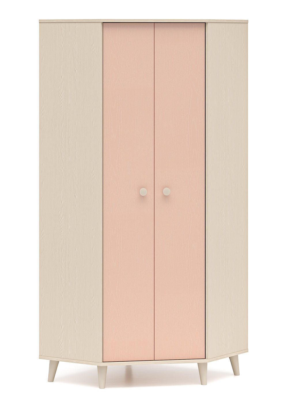 Feldmann-Wohnen Eckschrank Mevel (mit Türen, mit Einlegeböden, mit Kleiderstange, 1-St., moderne Optik, 2-türig) 80x80x190cm Wüstensand Millennial Pink 2-türig