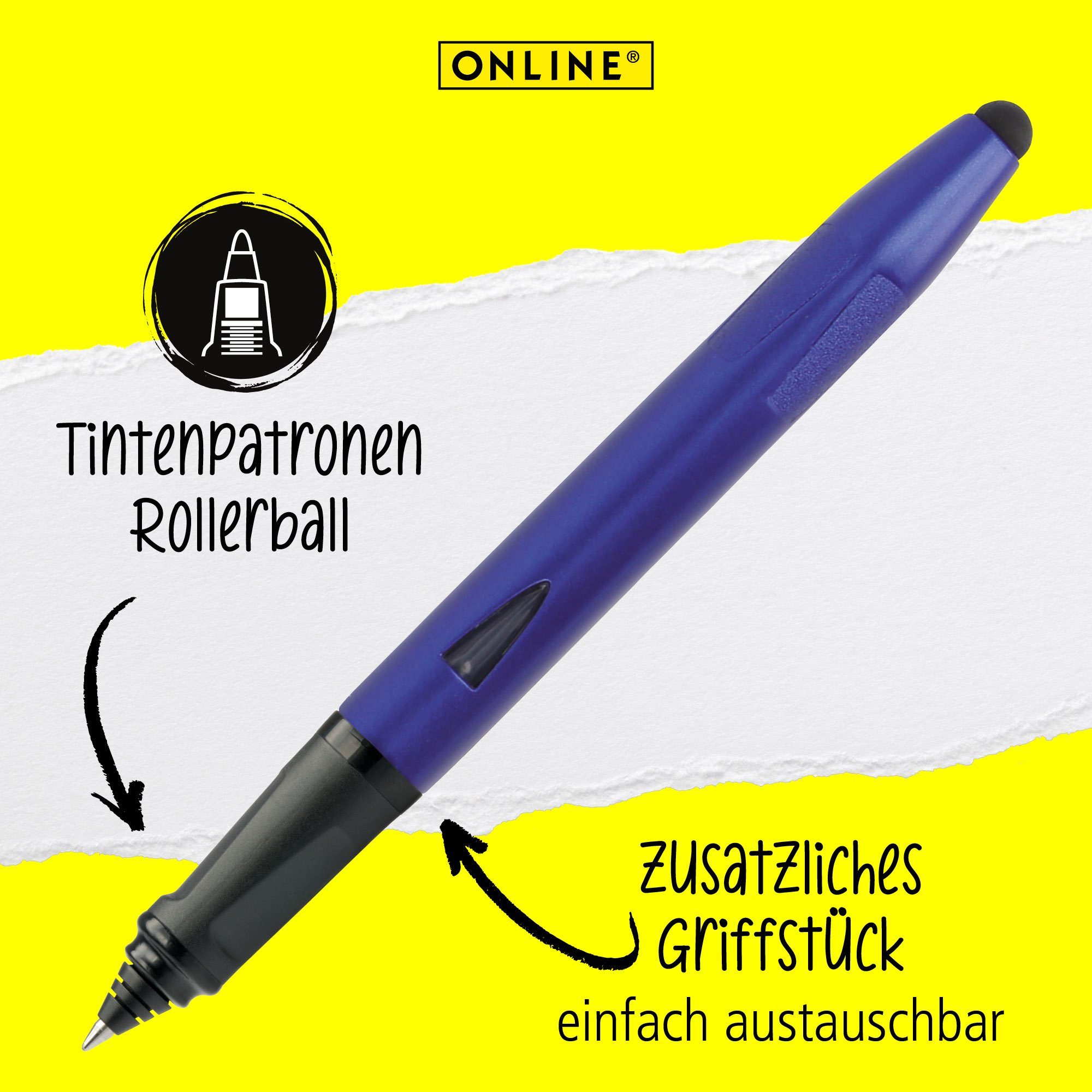 Online Rollerball ergonomisch, ideal Pen Blau Füller zum Anfängerfüller Starter, & Switch Schreiben-Lernen,