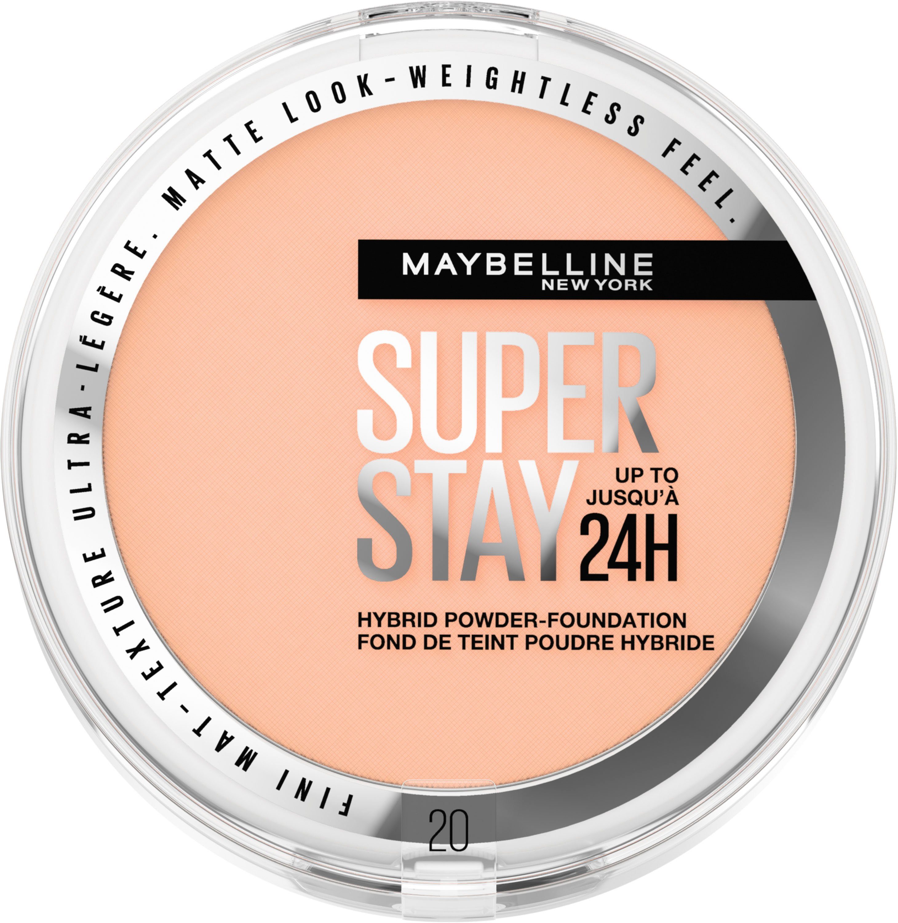 MAYBELLINE NEW YORK Foundation SUPER STAY HYBRID POWDER-FOUNDATION, mattes Finish mit Airbrush Effekt, dank leichter Pigmente