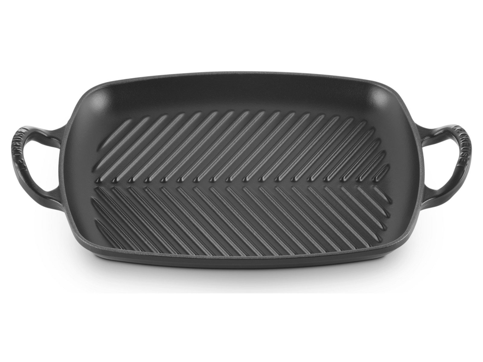 LE CREUSET Servierplatte Grillplatte Signature rechteckig schwarz matt 30cm, Emailliertes Gusseisen, (Grillplatten)