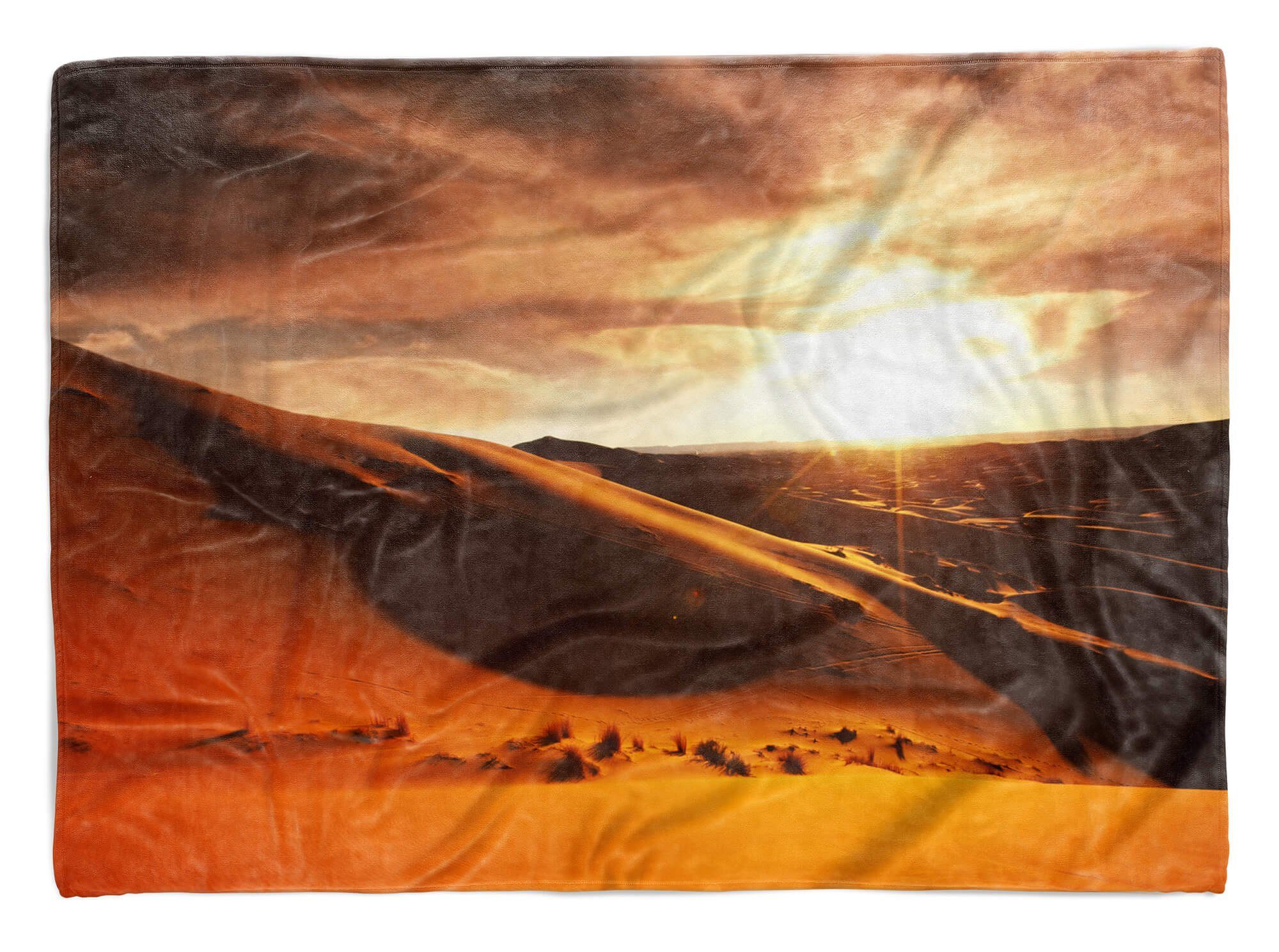 Sinus Art Handtücher Handtuch Strandhandtuch Saunatuch Kuscheldecke mit Fotomotiv Wüste Sahara Sonne, Baumwolle-Polyester-Mix (1-St), Handtuch