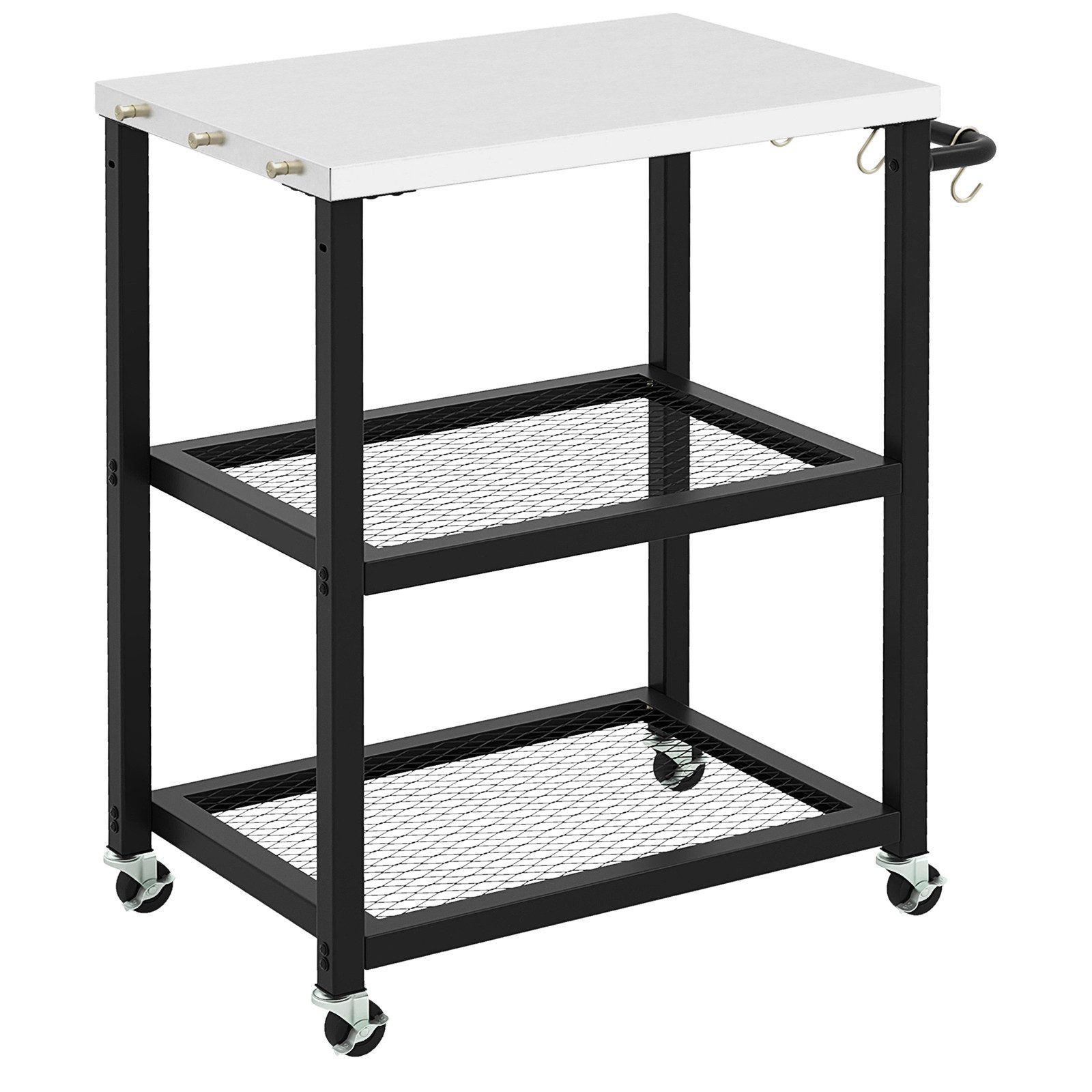 KOMFOTTEU Grillablagetisch, Grillwagen, BBQ Beistellwagen mit Edelstahl-Tischplatte