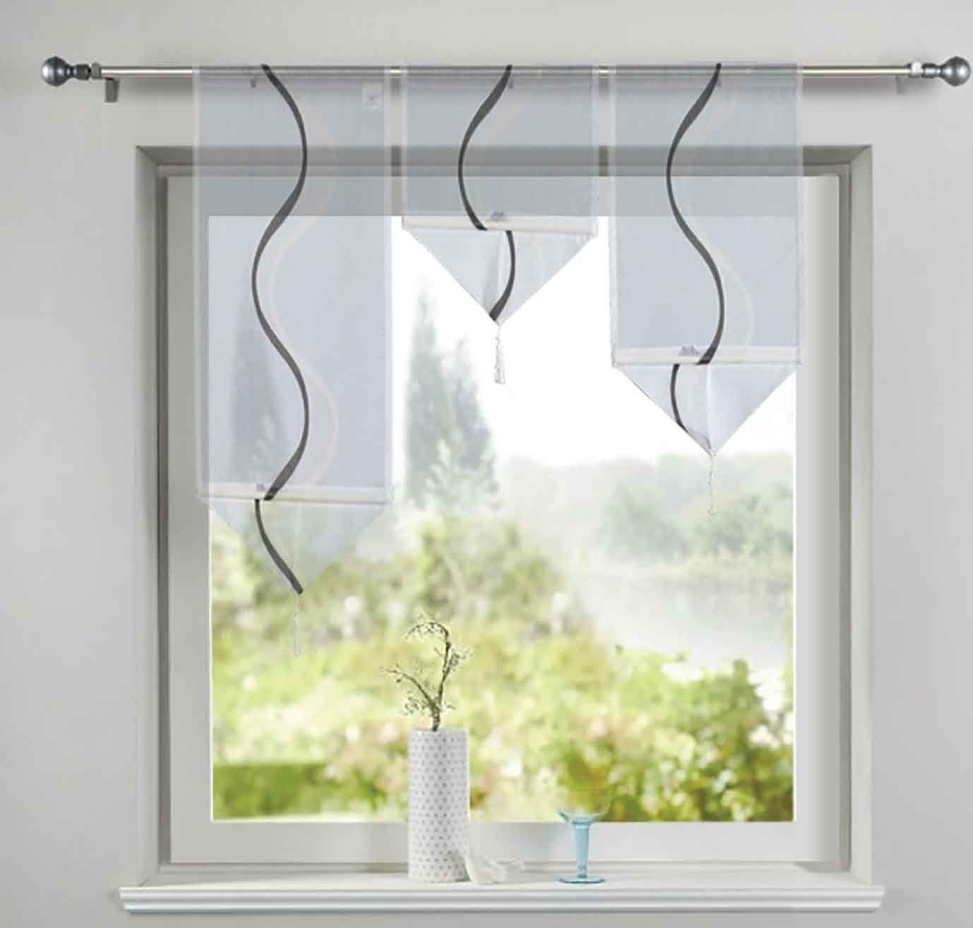 Gardinenbox Scheibengardine (3 St), Stangendurchzug, transparent, 3 er Set HxB 40-60-80x30 cm Dreieck Abschluß
