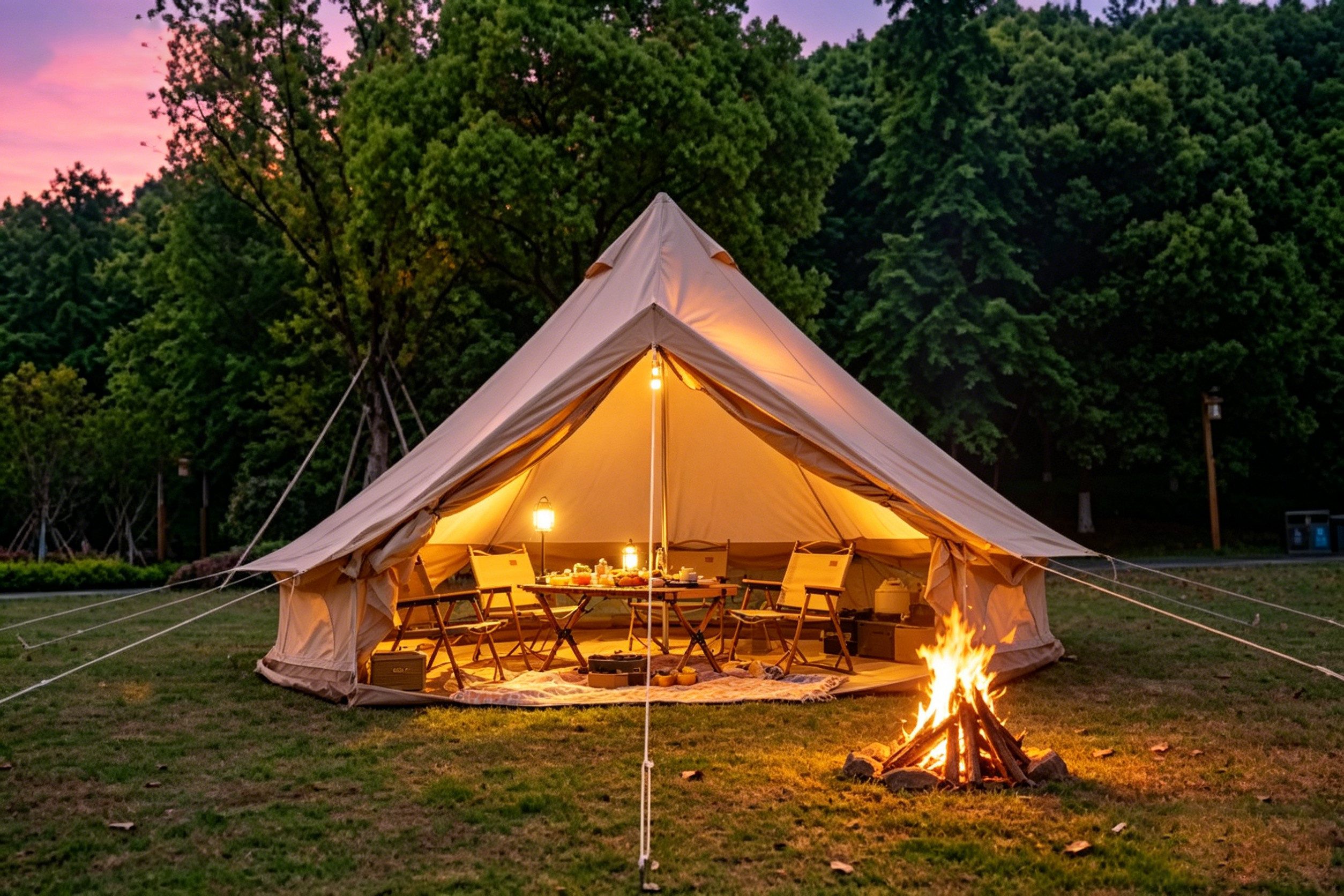 i@home Tipi-Zelt Glamping Zelt 3m Ø Oxford, Personen: 4 (wasserdicht, 4 Jahreszeiten, Campingzelt mit Ofenabzug, Moskitonetze, 1 tlg., geräumiges Familien-Bellzelt für Camping, Festival), Gruppenzelte für Winter & Sommer, BxLxH: 3X3x2m