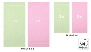 Betz Handtuch Set 10-tlg Set Palermo 4 Duschtücher 6 Handtücher Farbe grün und rosé, 100% Baumwolle (10 Teile, 10-St)