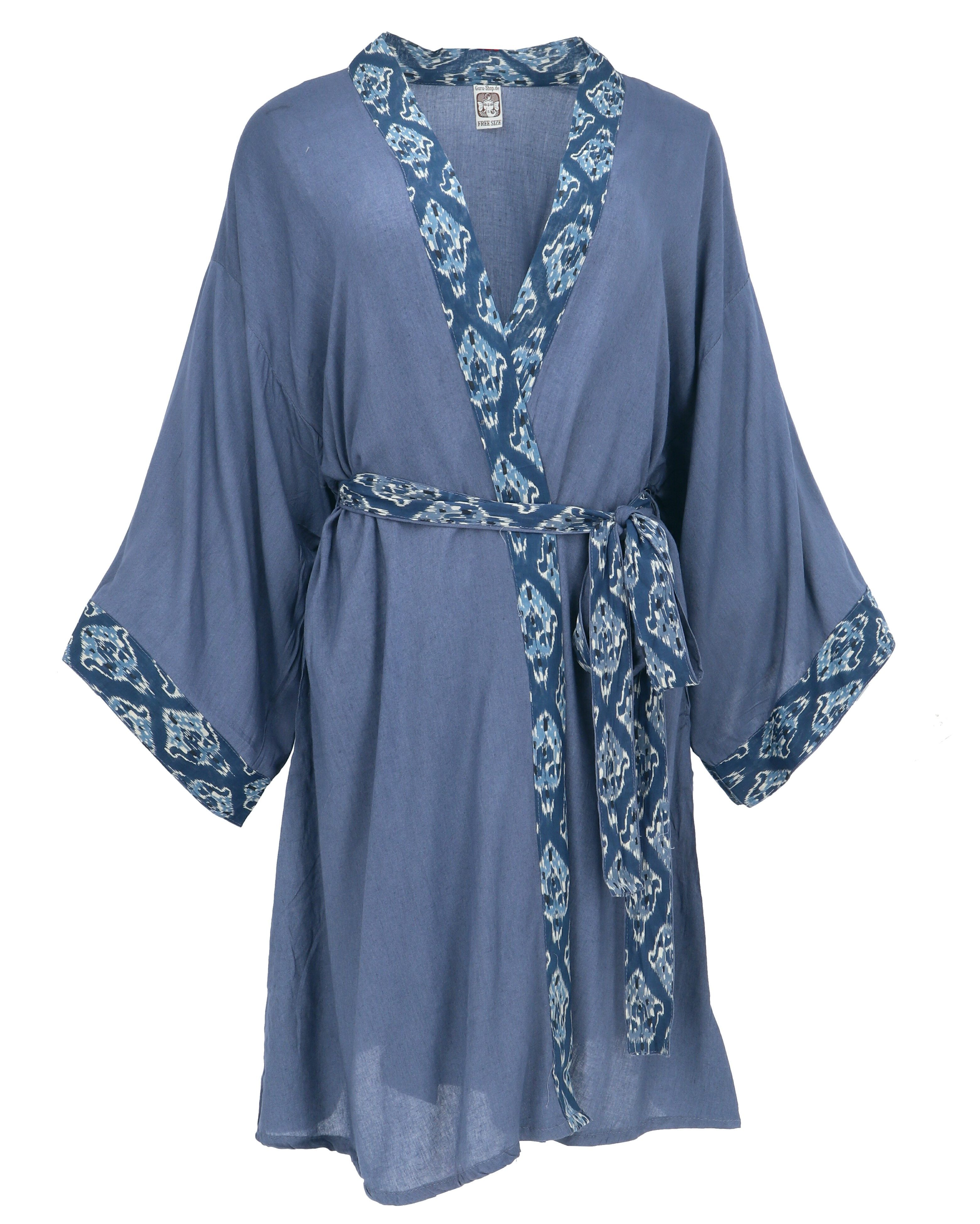 Guru-Shop Kimono Kurzer Kimono, Boho Kimonomantel - blau, alternative Bekleidung – Bild 3 von 5