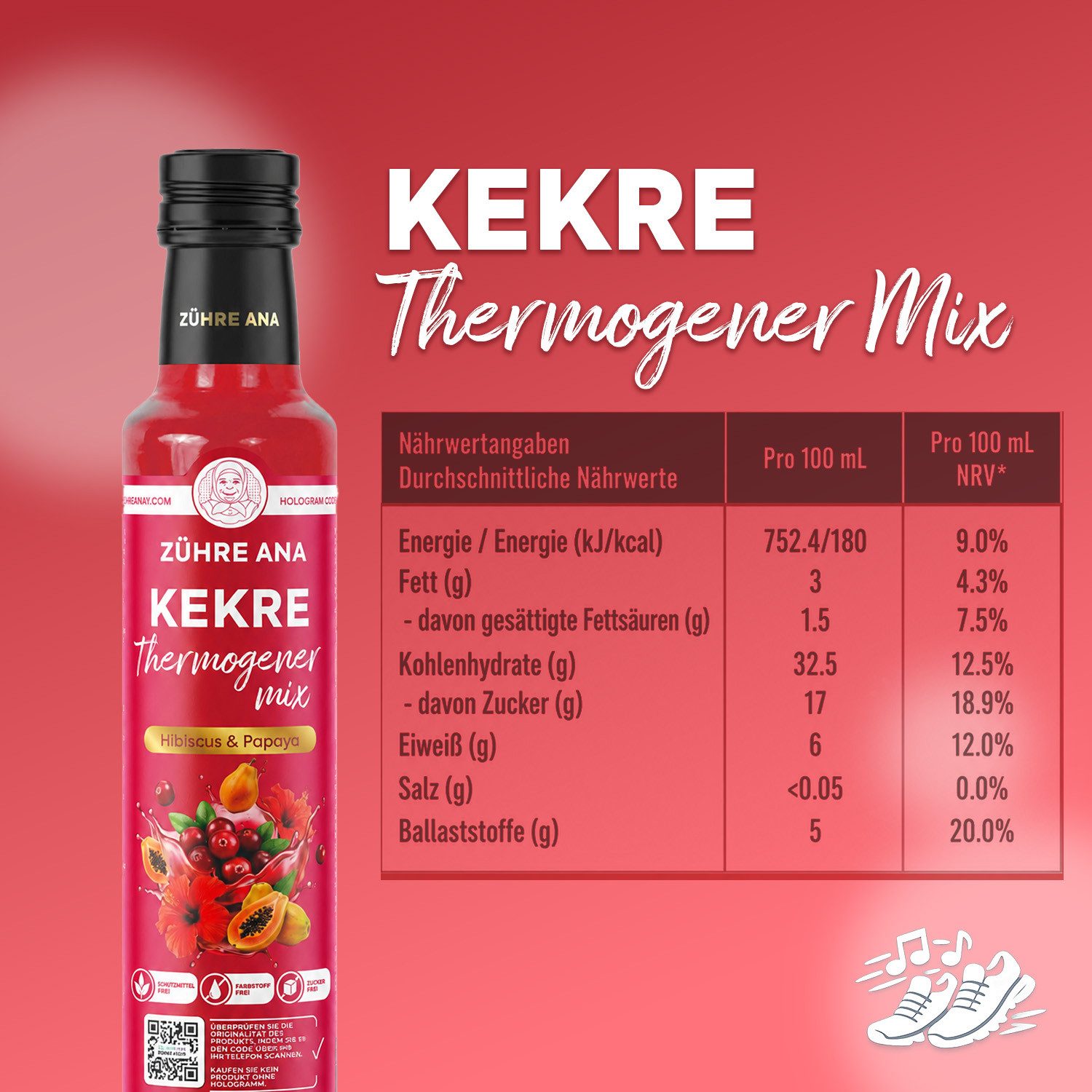 Zühre Ana® Sirup Kekre Thermogenic Mix 250 ml – Frucht- & Pflanzenextrakt-Mix, 100 % Natürliches Fruchtaroma