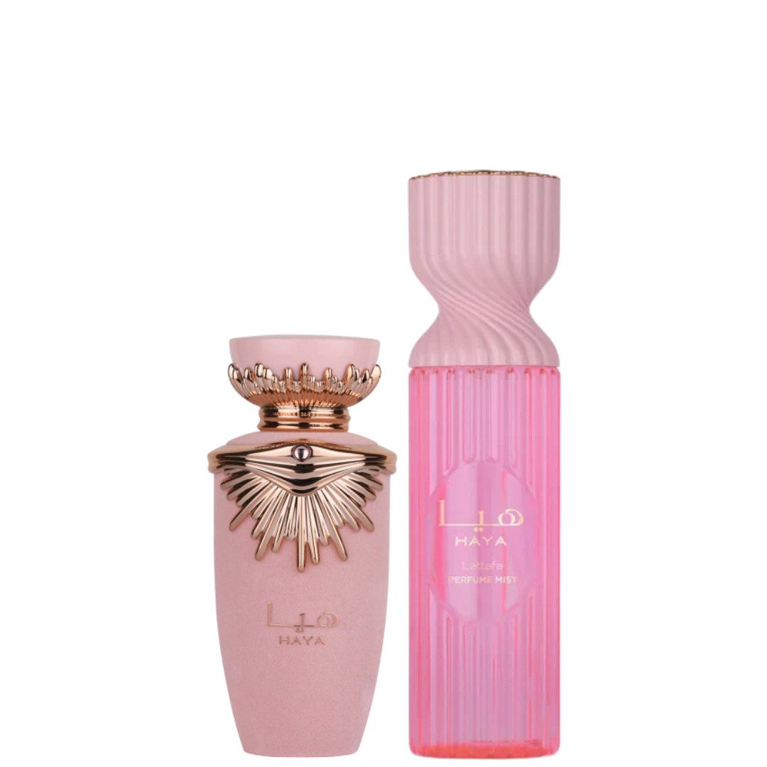 Lattafa Duft-Set Haya Parfum 100 ml & Body Mist 250 ml, 2-tlg.