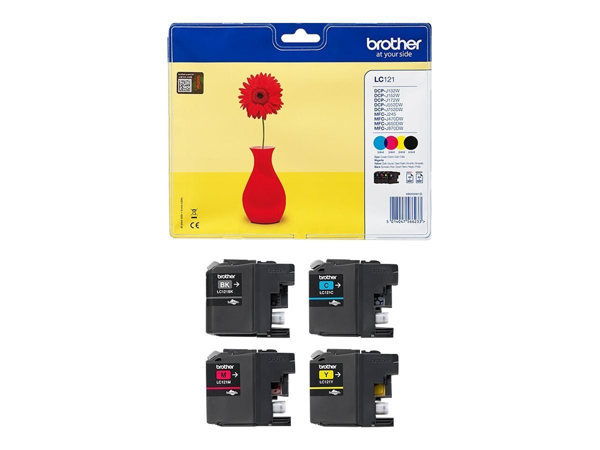 Thumbnail - Brother BROTHER LC121 Value Pack Schwarz, Gelb, Cyan, Magenta Tintenpatrone Tintenpatrone