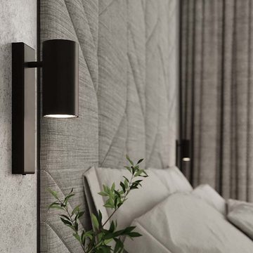 etc-shop Wandleuchte, Leuchtmittel nicht inklusive, Wandleuchte Wandspot Flurleuchte Schlafzimmerlampe Stahl Schwarz H 15