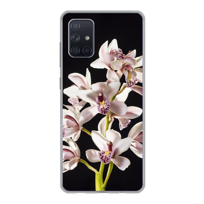 MuchoWow Handyhülle Eine weiße Orchidee vor schwarzem Hintergrund Handyhülle Samsung Galaxy A51 5G Smartphone-Bumper Print Handy