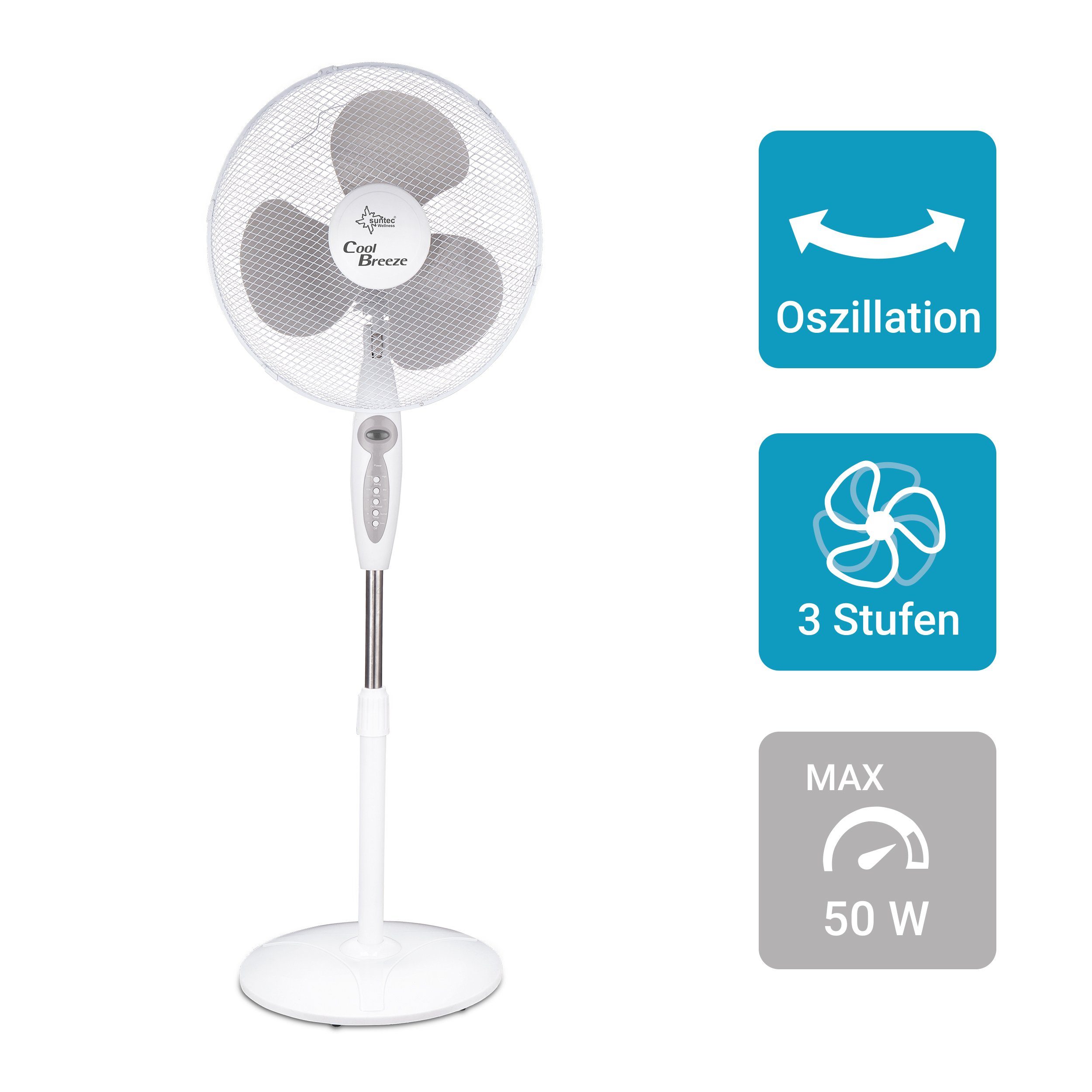 moderner Oszillation, CoolBreeze SV-RC, Ventilator Turmventilator Wellness W Fan, Suntec 4000 inkl. 50