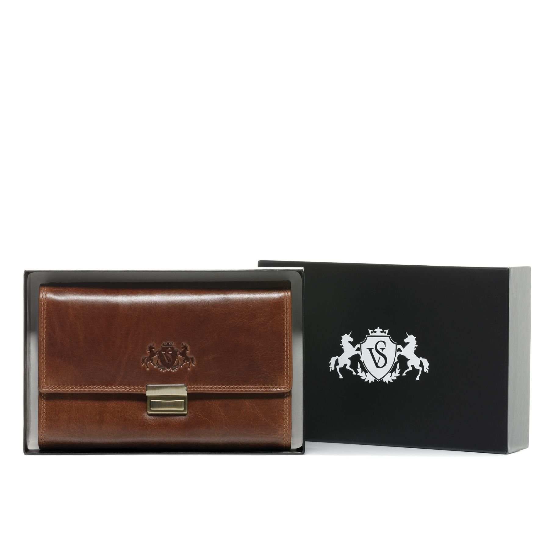 SID & VAIN Geldbörse echt Leder Kellner Geldbörse groß hell-braun LOU, Kellnerportemonnaie echt Leder Unisex, Münzbörse hellbraun