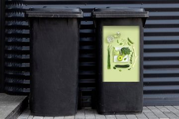 MuchoWow Wandsticker Obst und Gemüse in einem grünen Farbton (1 St), Mülleimer-aufkleber, Mülltonne, Sticker, Container, Abfalbehälter