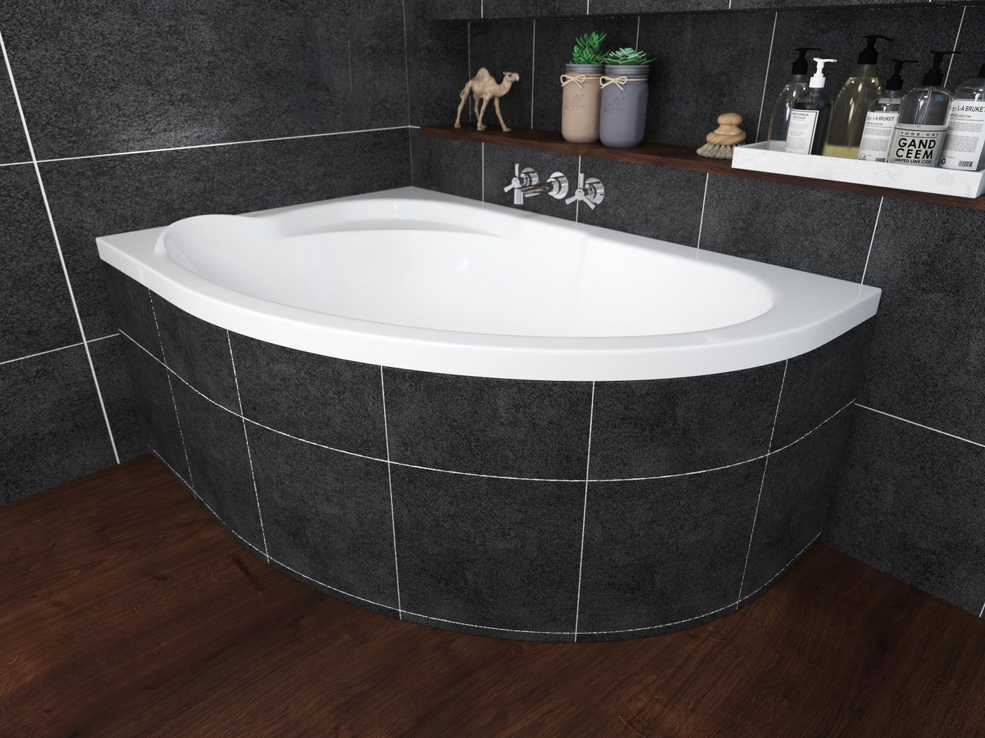 Thumbnail - KOLMAN Badewanne Eckbadewanne Standard 135x85, (Links/Rechts), Ablaufgarnitur & Füße GRATIS