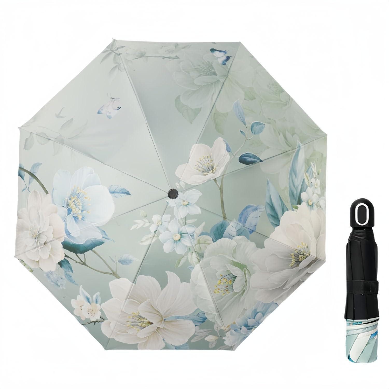 LuxusKollektion Taschenregenschirm Damen Sonnenschirm Spitze Grün