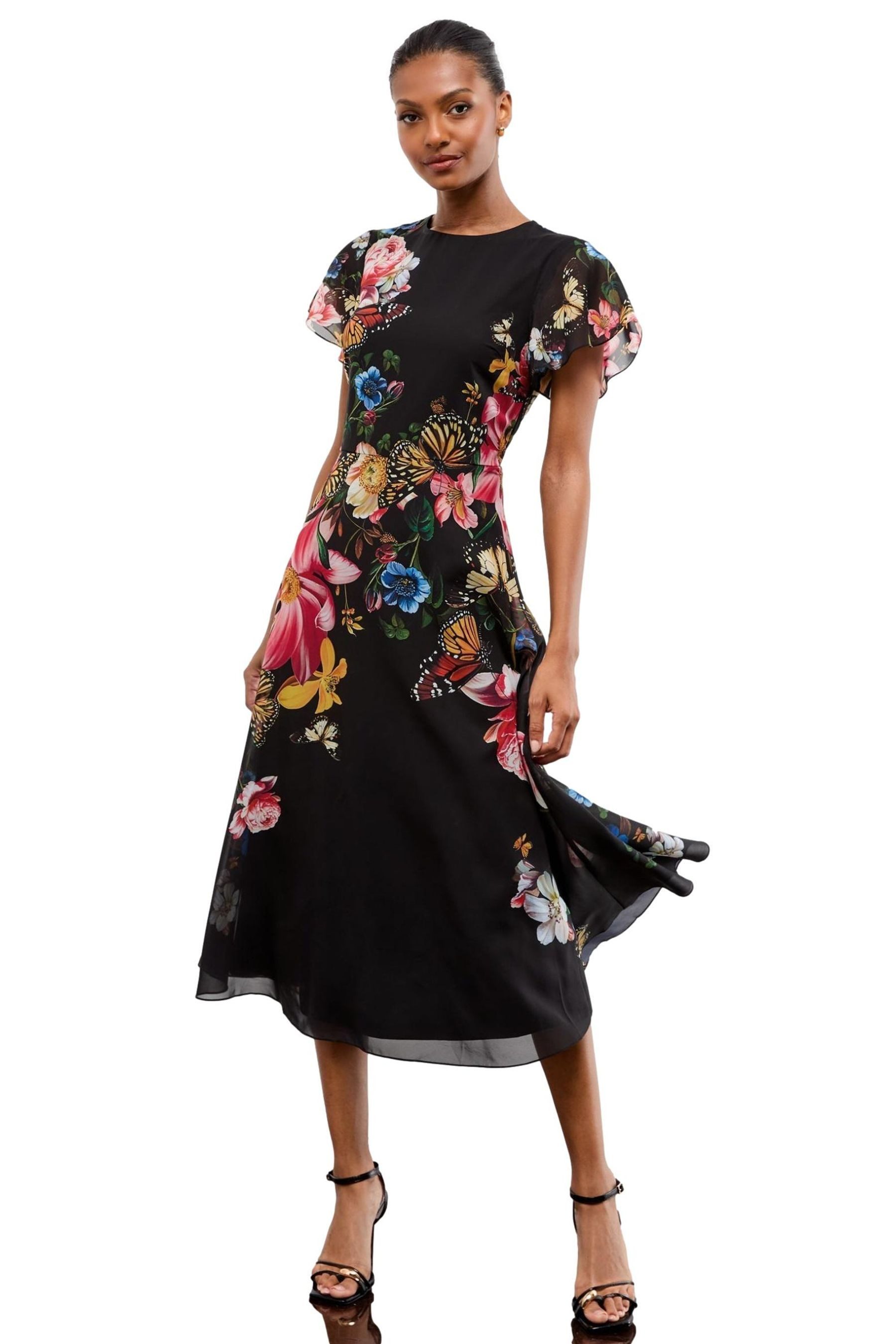 LIPSY Midikleid Lipsy Ausgestelltes Chiffon-Midikleid, Regular (1-tlg)