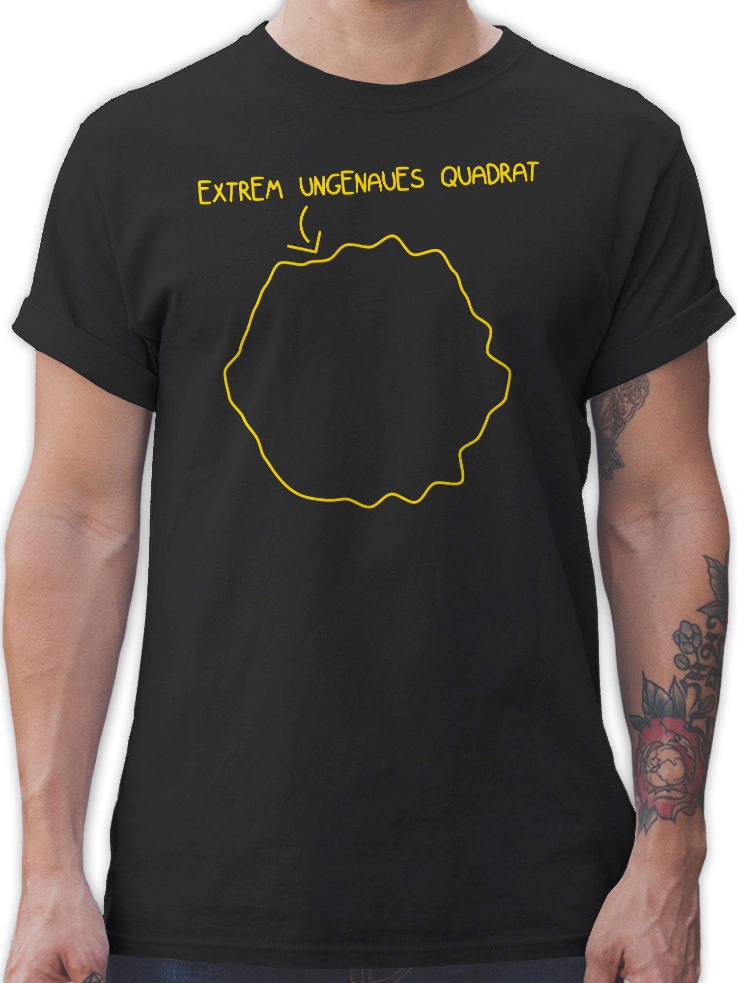 Shirtracer T-Shirt Extrem ungenaues Quadrat Sprüche Statement mit Spruch 01 Schwarz