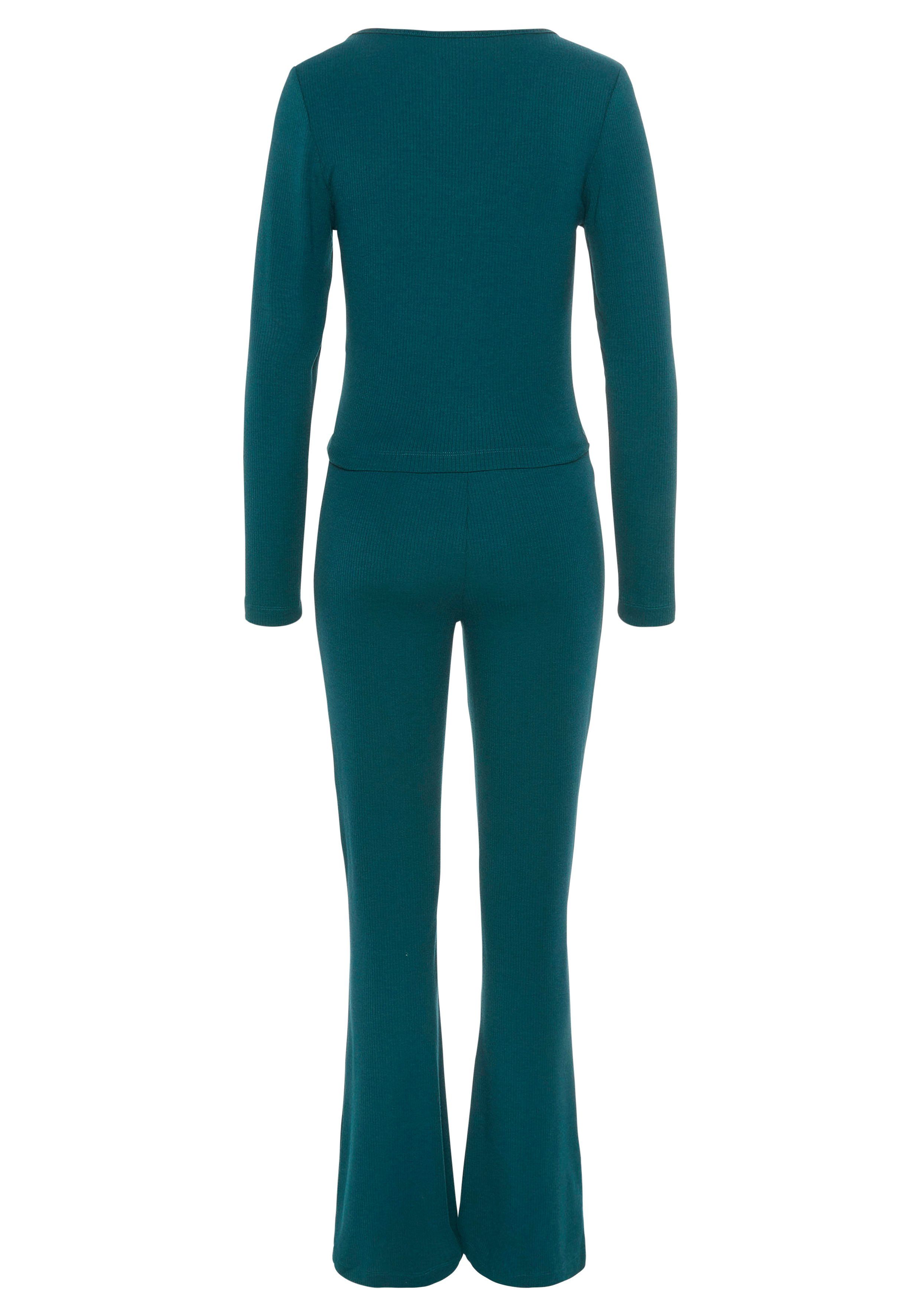 LASCANA Pyjama (Set, tlg) aus dunkelgrün 2 schönem Ripp-Material