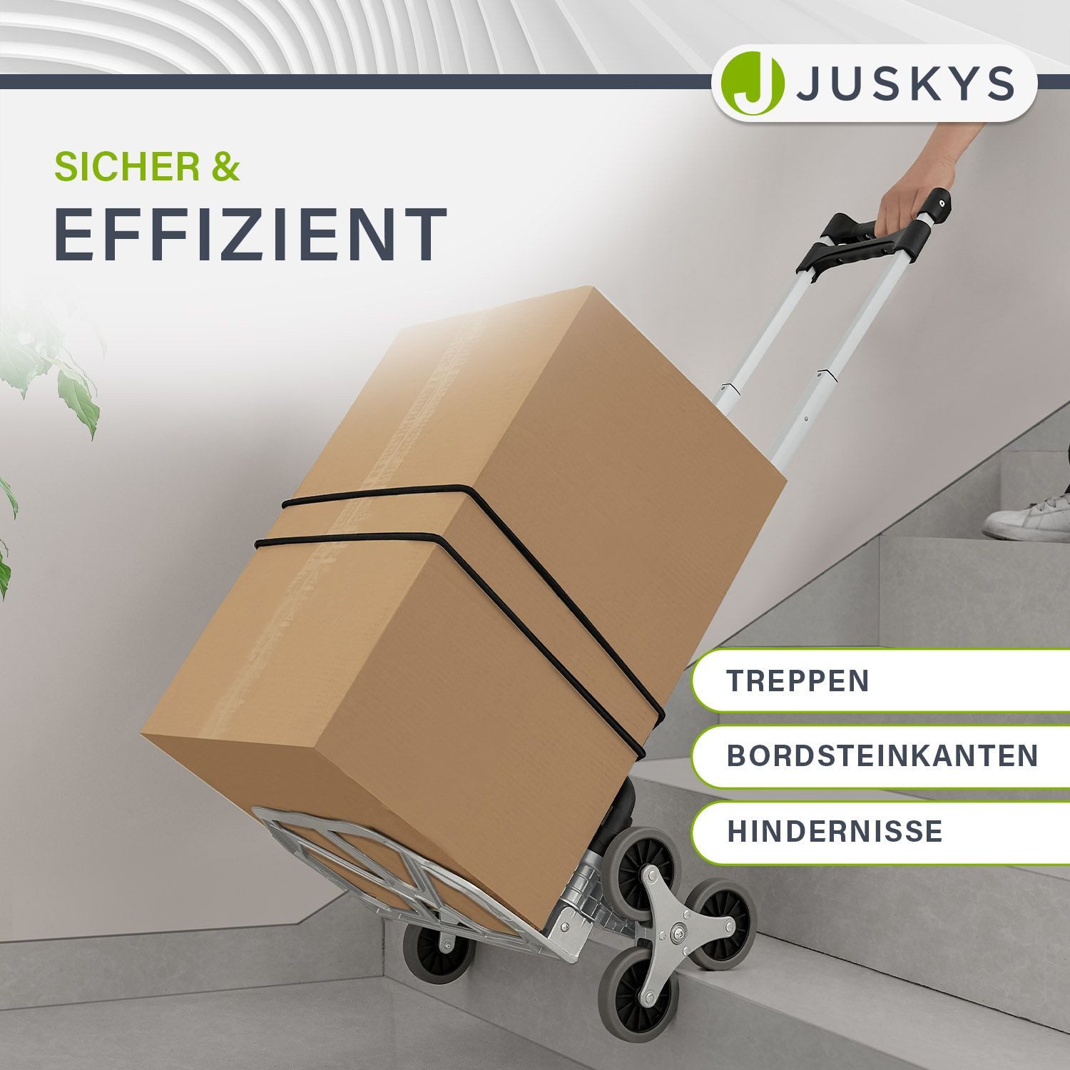 Juskys Treppensackkarre, Alu, bis 80 kg belastbar, klappbar, für Treppen, mit Seilen