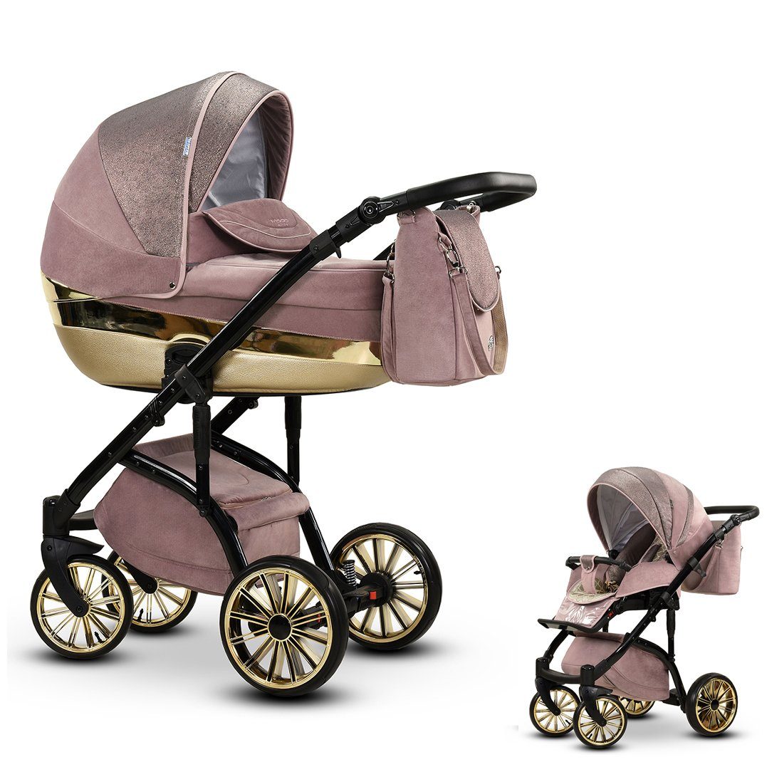 Vip Kinderwagen-Set 11 Kombi-Kinderwagen in Lux - Farben - Teile 16 babies-on-wheels 1 2 in Rosa-Gold-Dekor