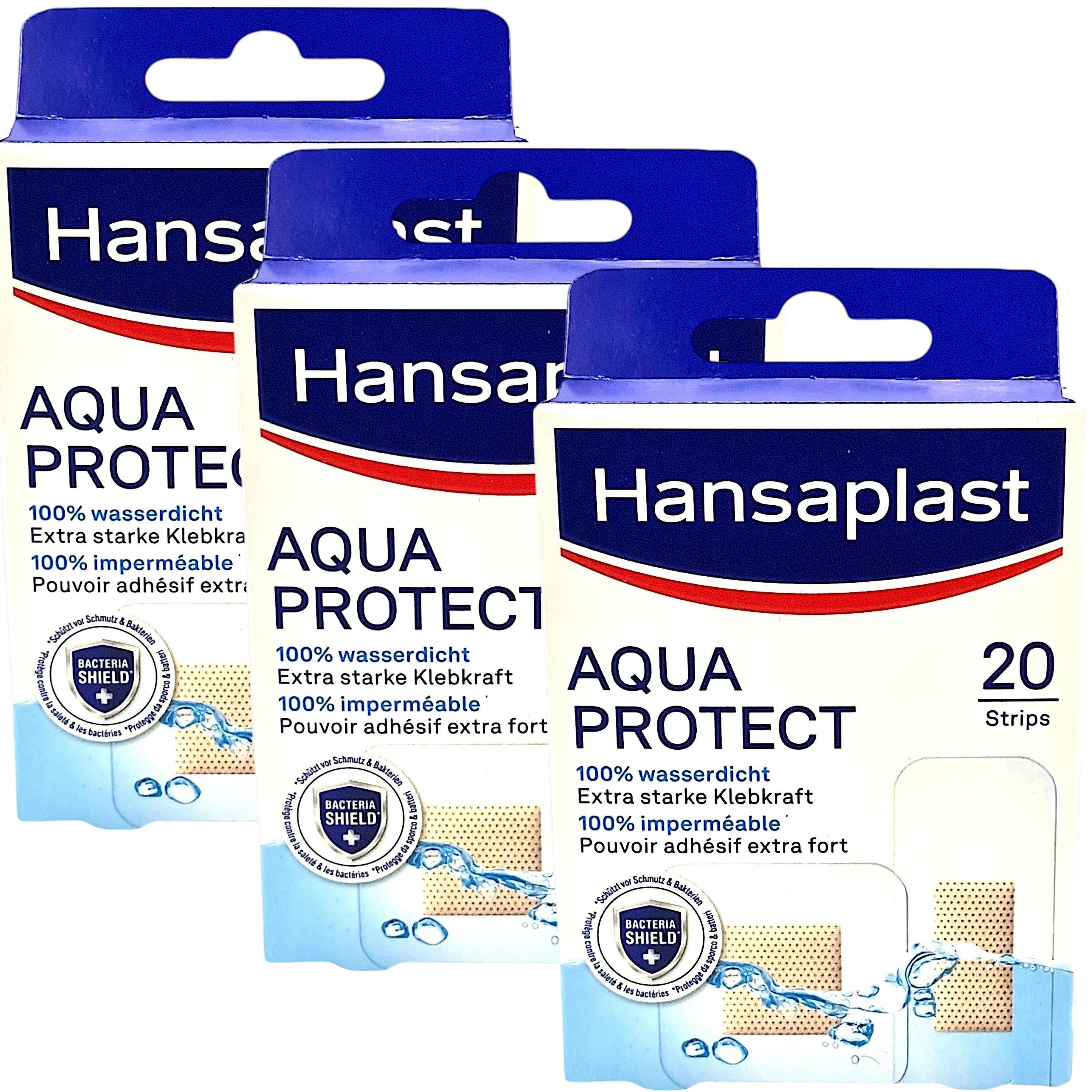 Hansaplast Wundpflaster Hansaplast Aqua Protect Pflaster - 3x 20 Stück