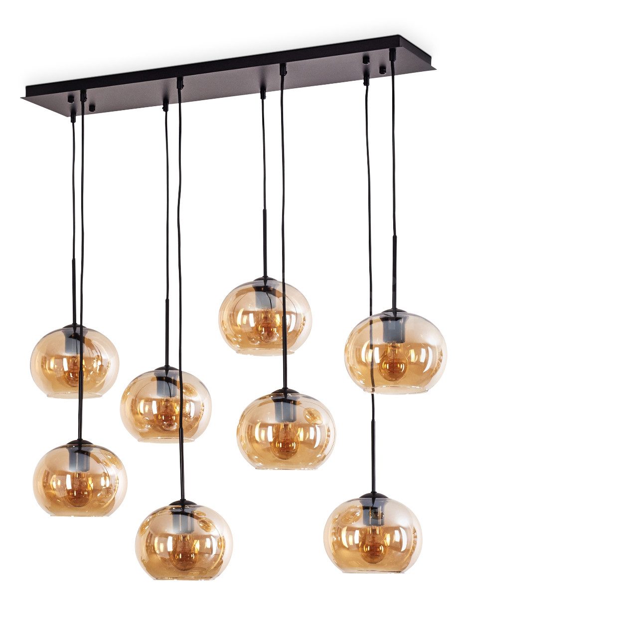 hofstein Hängeleuchte Hängelampe aus Metall/Glas in Schwarz/Bernsteinfarben günstig online kaufen