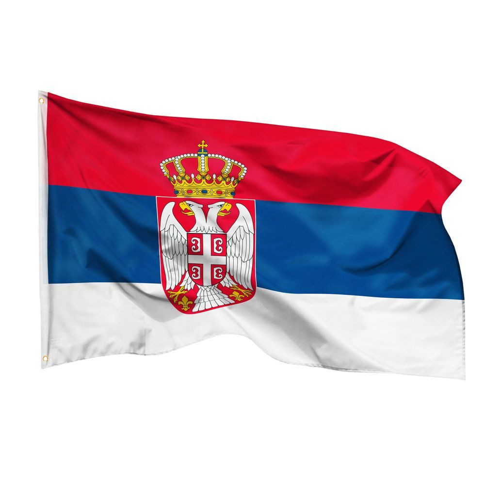 PHENO FLAGS Flagge Serbien Flagge 90 x 150 cm Serbia Serbische Fahne Nationalflagge (Hissflagge für Fahnenmast), Inkl. 2 Messing Ösen