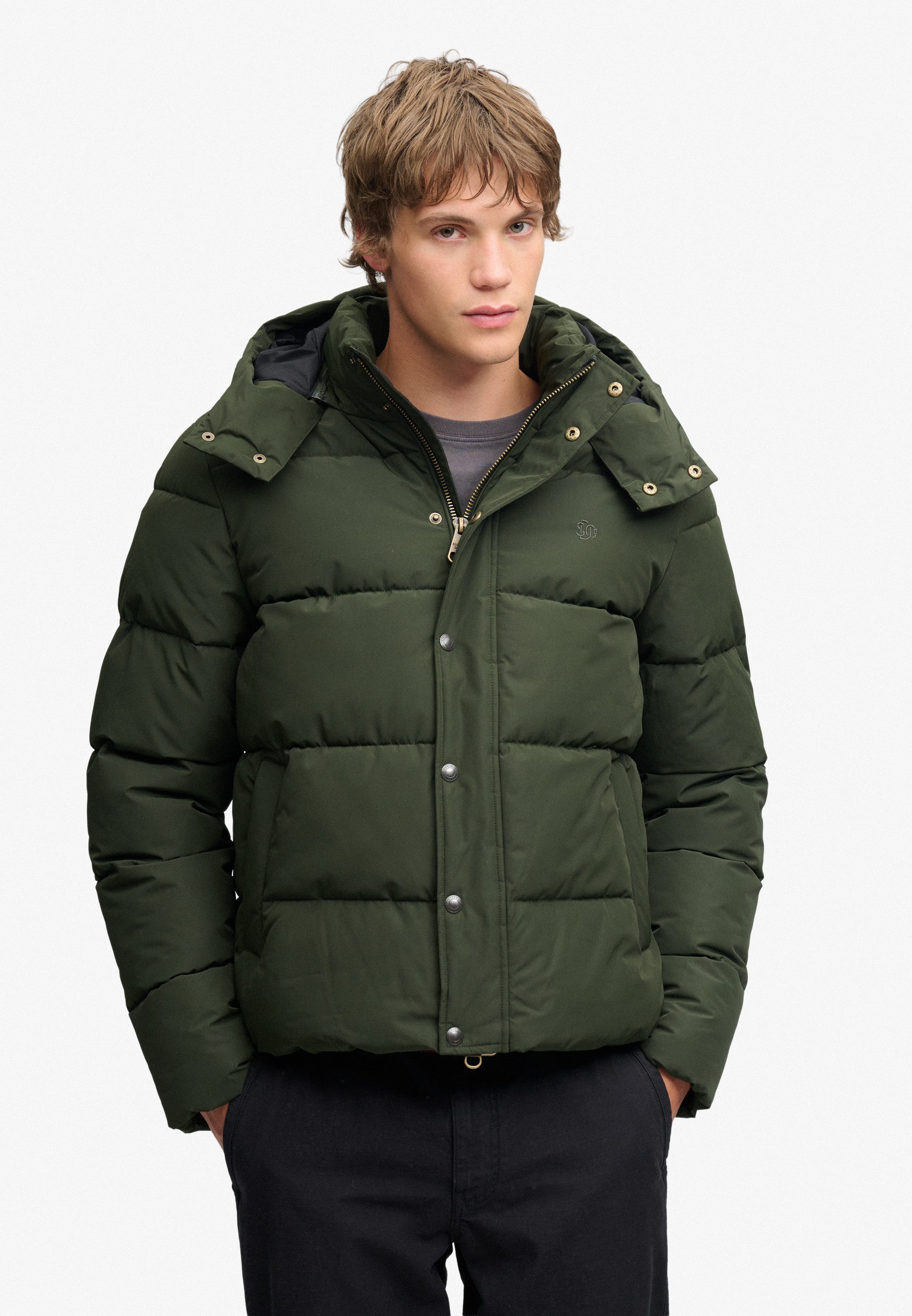 Superdry Steppjacke PREMIUM HOOD PUFFER JKT Kunstfaser, relaxed fit