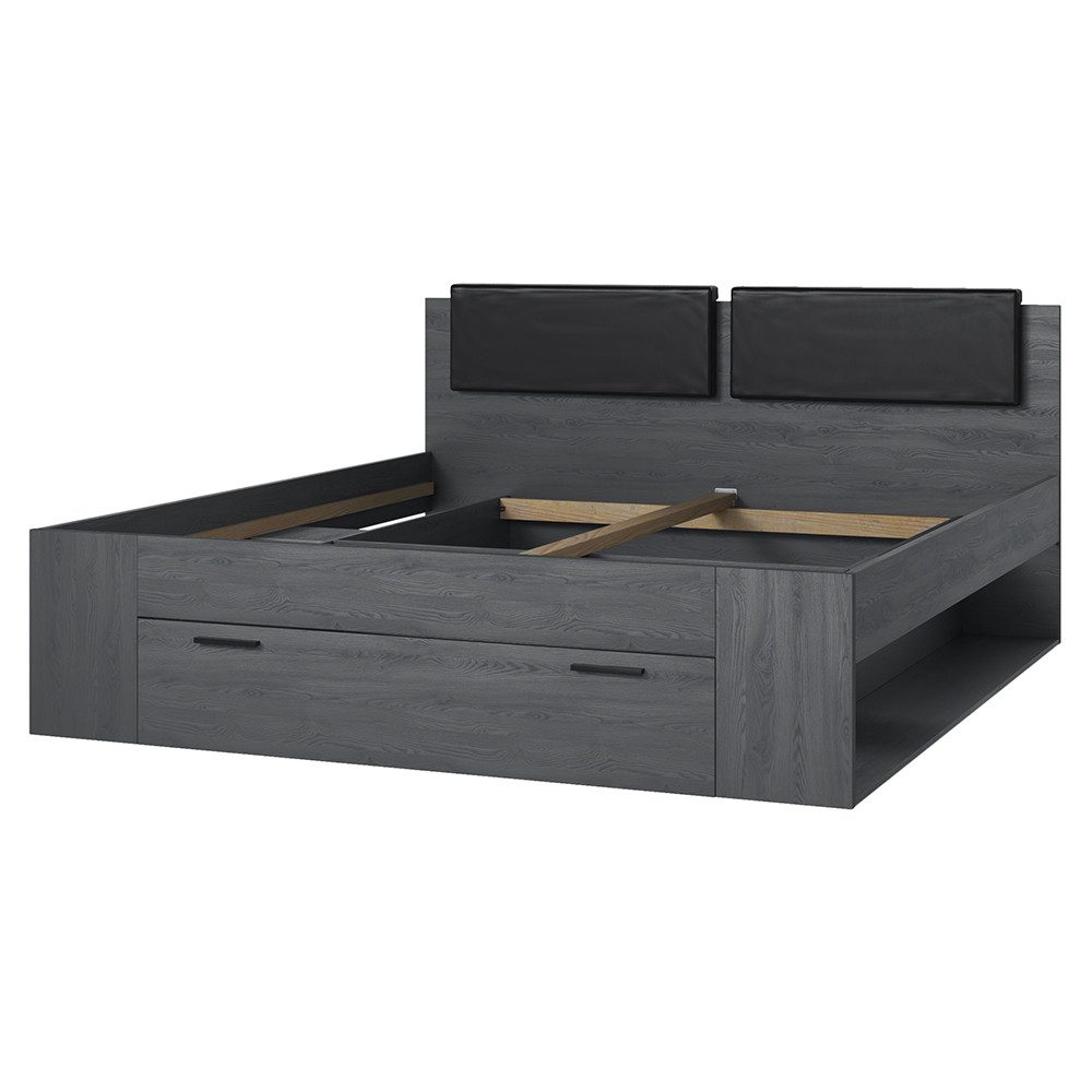 Lomadox Bettgestell GRAZ-83, Liegefläche 180x200cm, Eiche Carbon