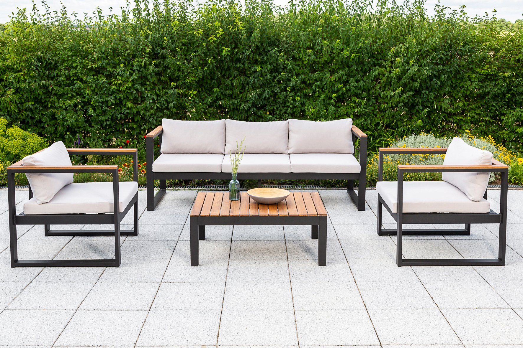 MERXX Loungeset »Mykonos«, 14tlg., 2 Sessel, 3er Bank, Tisch 60x90 cm
