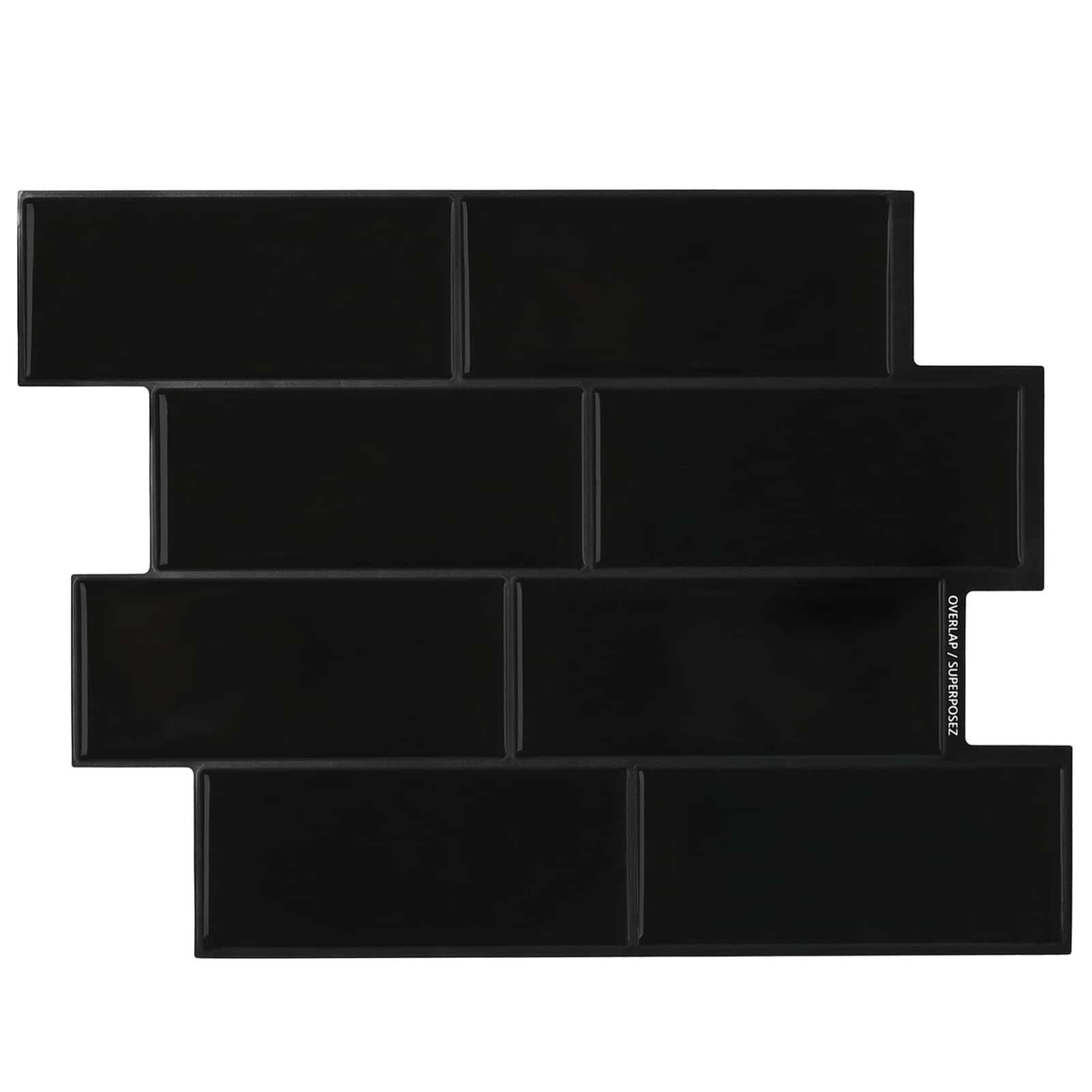 vidaXL Sticker U-Bahn-Fliese 10 stk. Schwarz 29 x 21 cm Polyurethan und PET, (10-tlg)