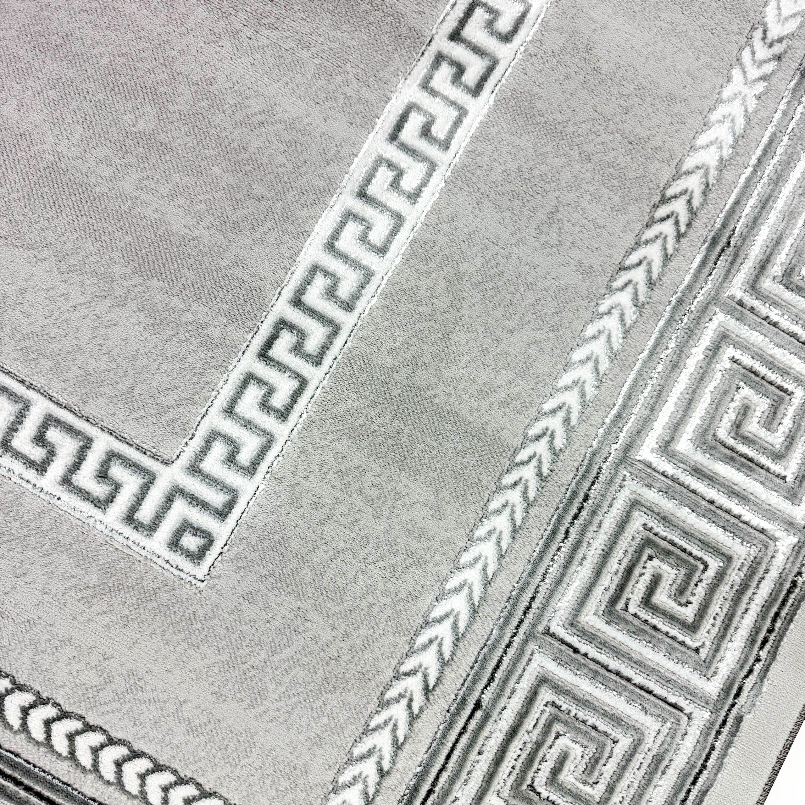 Carpetia Teppich Teppich modern grau silber Bordüre Muster strapazierfähig günstig online kaufen