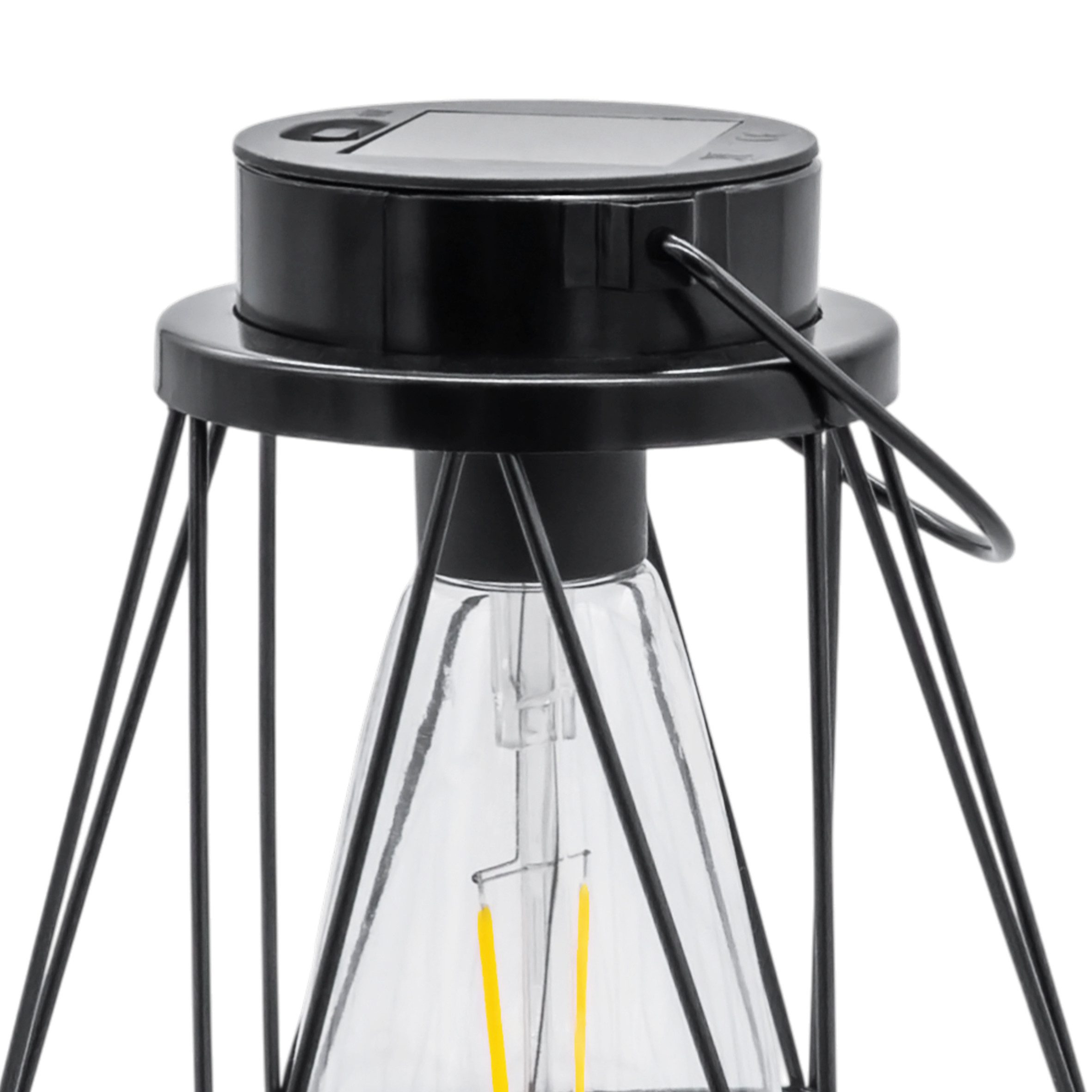 Spetebo LED Laterne Solar Laterne schwarz 18 x 15 cm zum Hängen oder Stellen, der Akku ist austauschbar, LED fest integriert, warm weiß, mit Einschaltautomatik – Bild 4 von 5