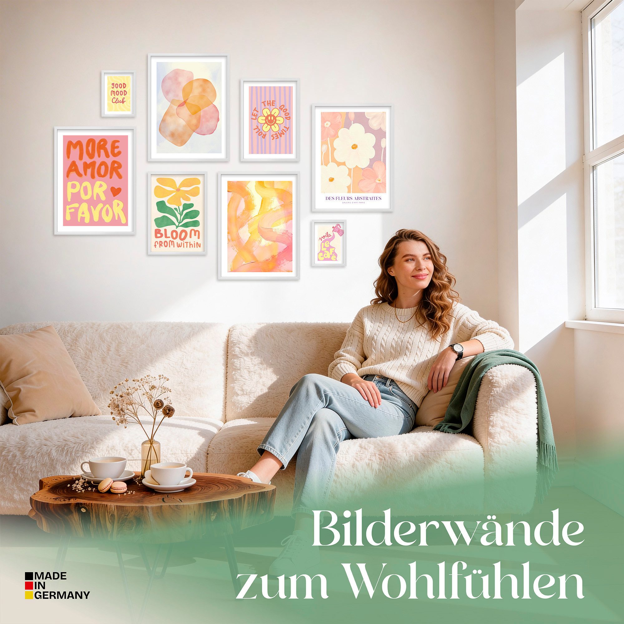 ARTFAVES Bilder-Collage Poster Set Abstract Dopamine Decor I mehrteilige Bilderwand I Wandbild, (Wandbilder modern, 8 St)