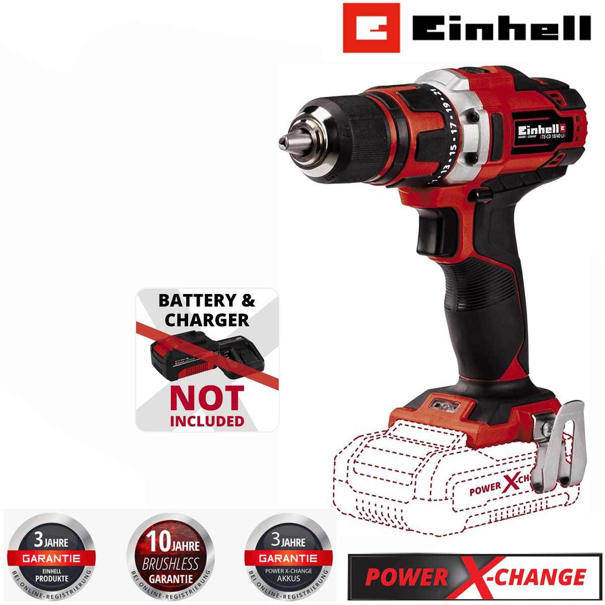 Einhell Akku-Bohrschrauber Bohrschrauber TE-CD 18/40 Li-Solo günstig online kaufen