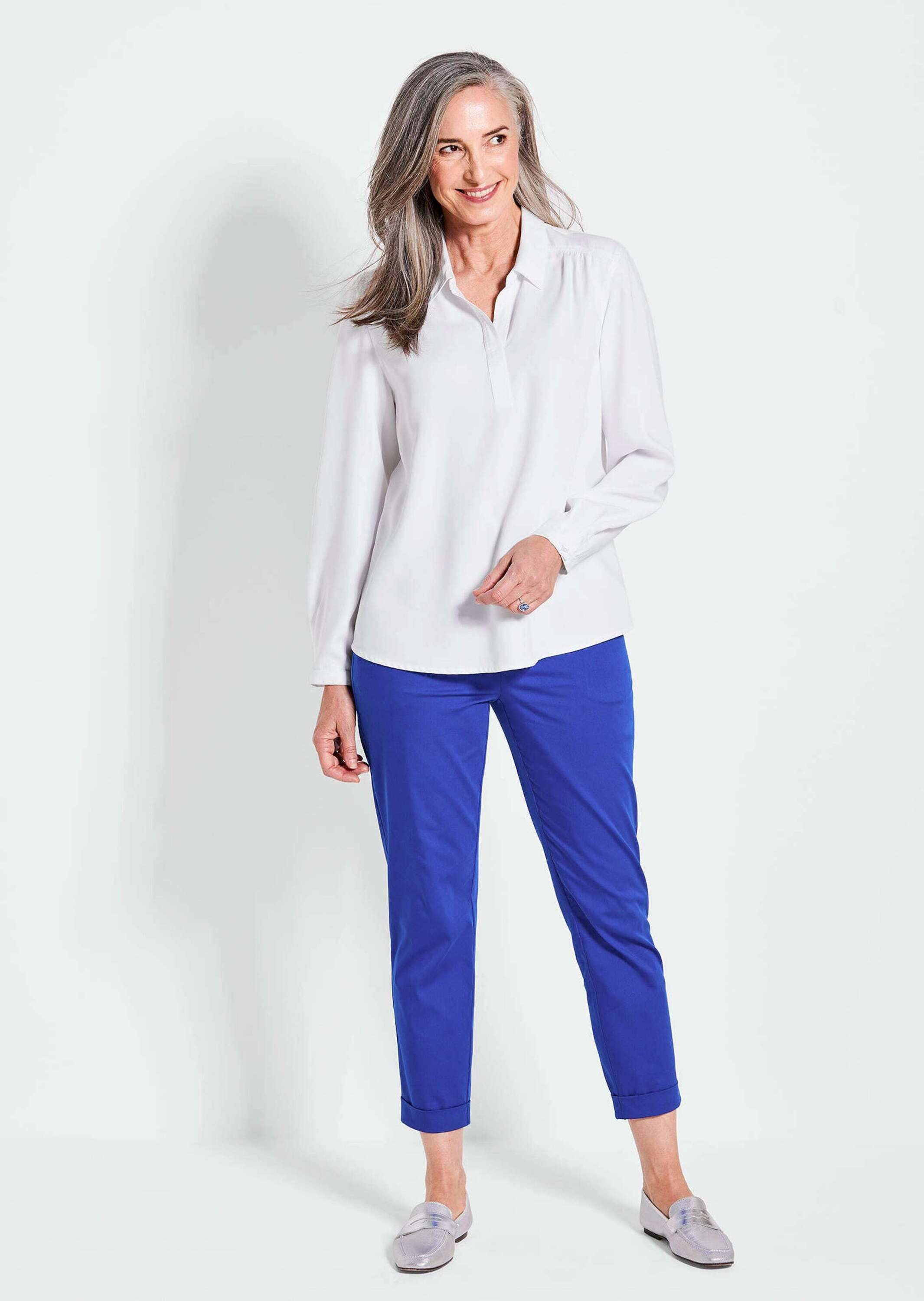GOLDNER Hemdbluse Elegante Viskosebluse mit Hemdkragen Fließende, eng-anliegende Bluse mit klassischem Hemdkragen