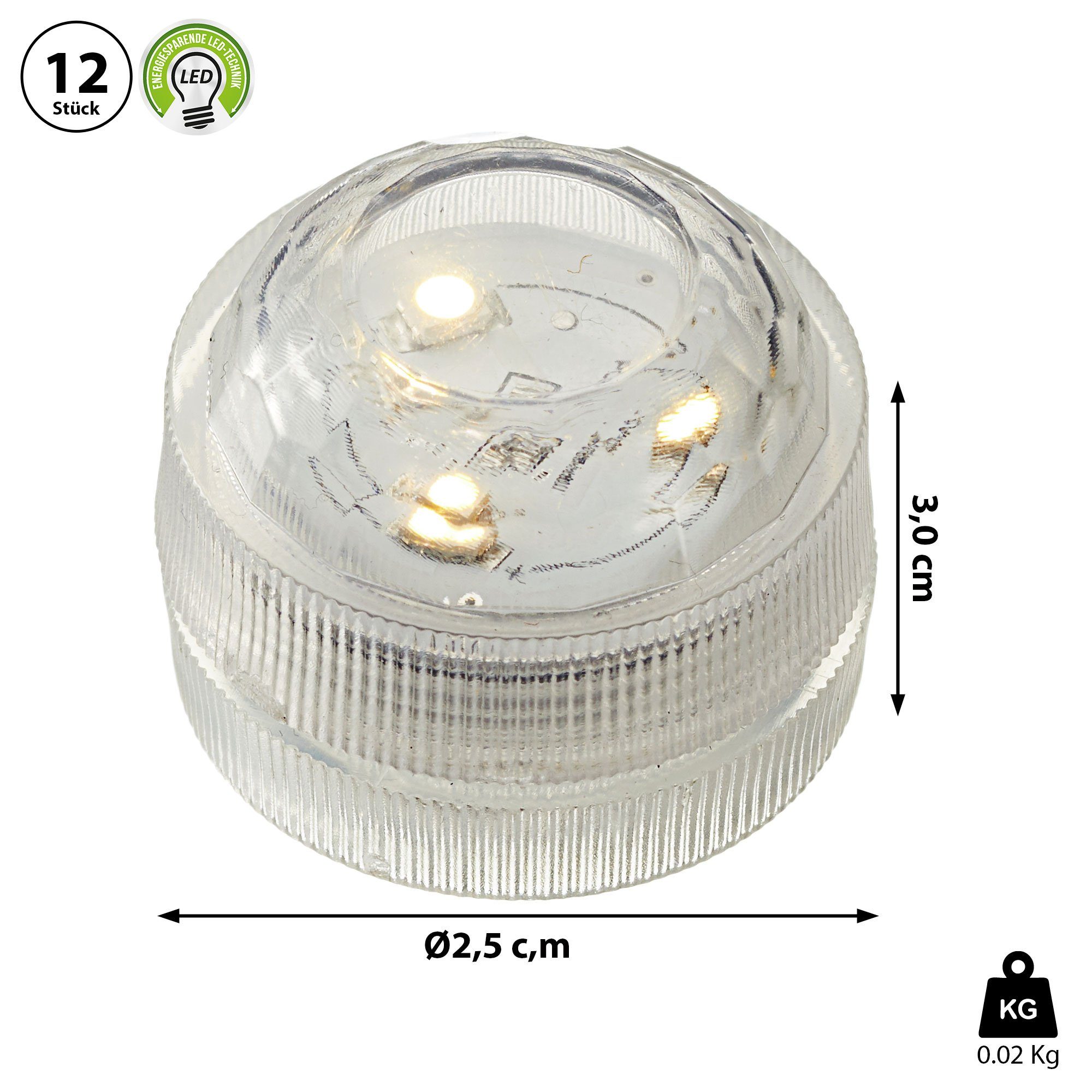 CEPEWA LED Dekolicht Teelicht LED 12er Set warmweiß
