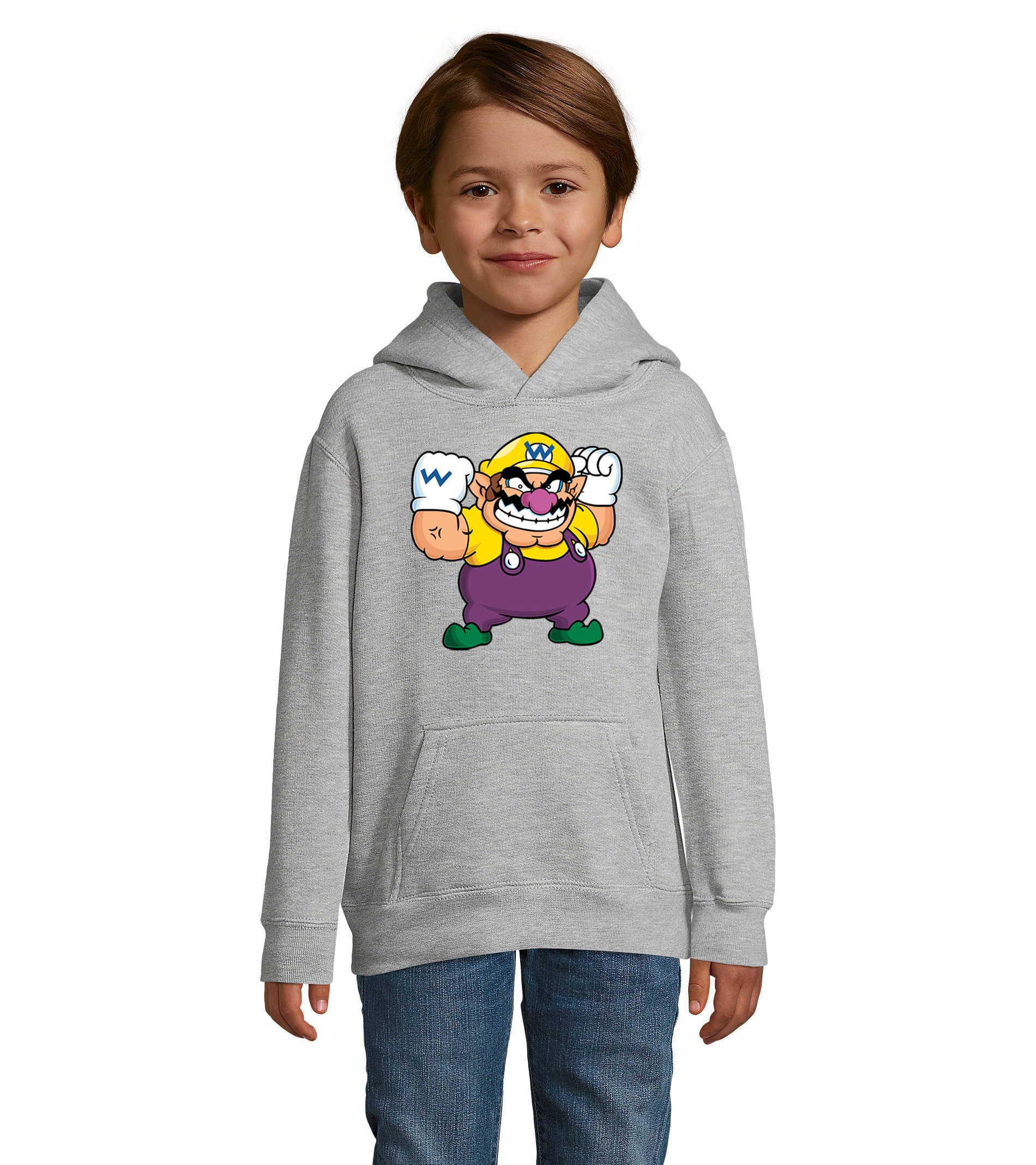 Blondie & Brownie Hoodie Kinder Hoodie Retro Gaming wario Print Kapuze Freizeit Abenteuer (Einzelstück, Einzelartikel) Abenteuer Schurke Retro Gaming Edition