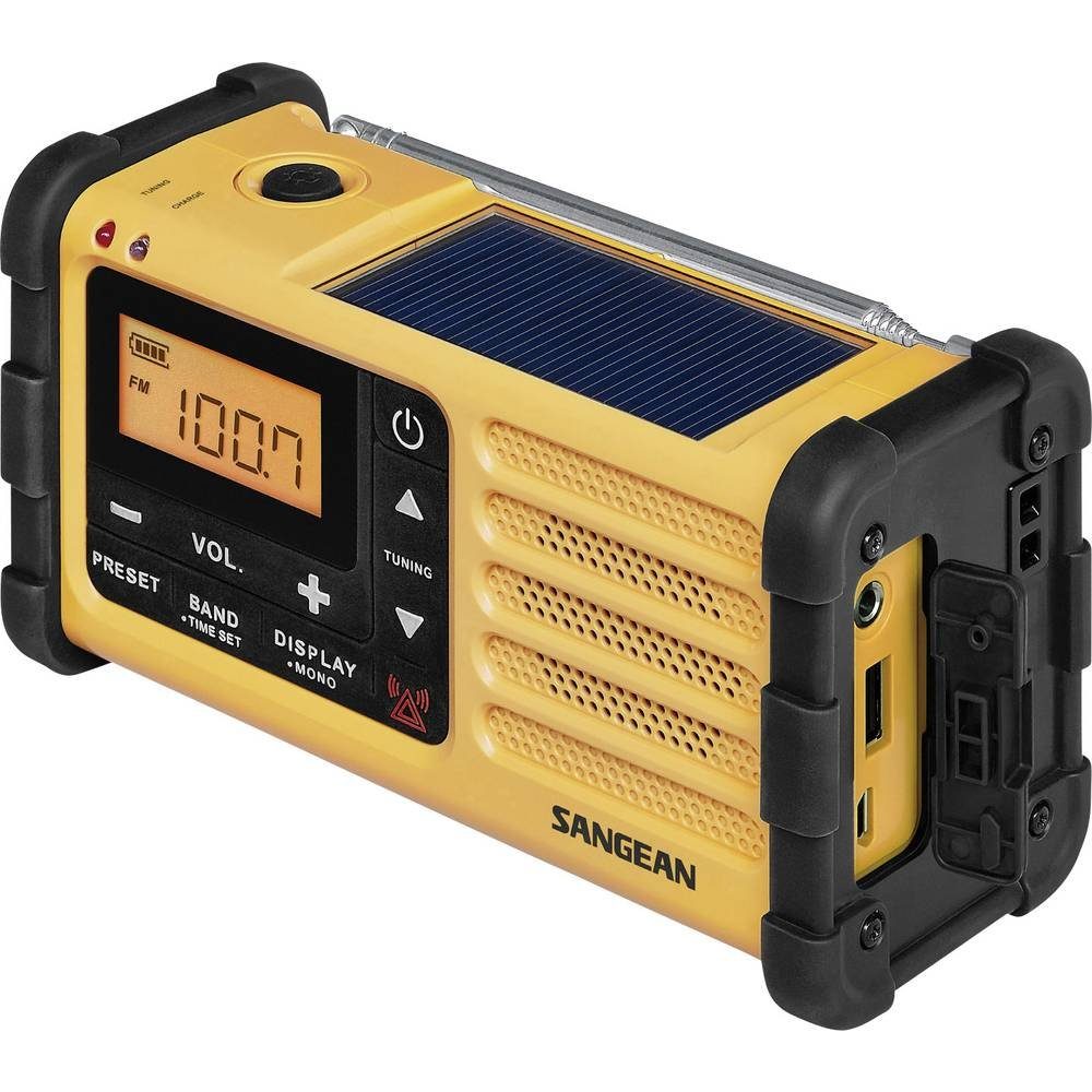 Sangean Outdoorradio (Akku-Ladefunktion, wiederaufladbar, Handkurbel) Radio Taschenlampe