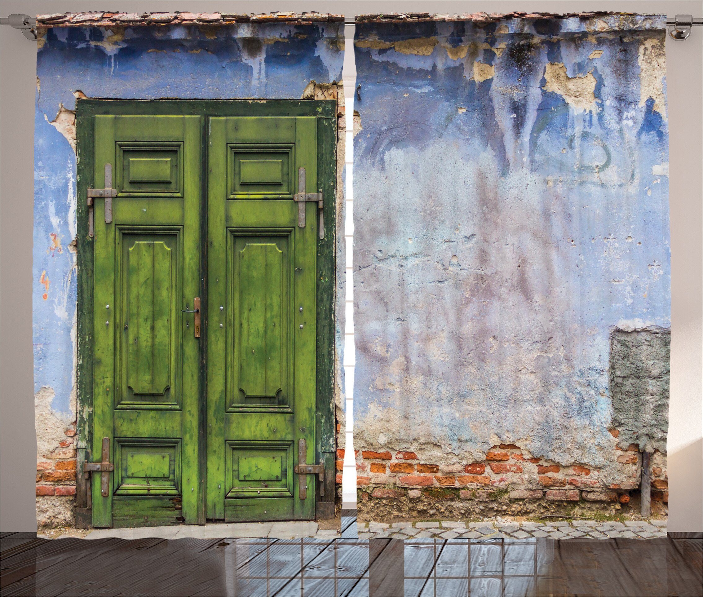 Farbige Abakuhaus, und Schlafzimmer Tür Vorhang mit Gardine Alte Kräuselband Haus Rustikal Haken, Schlaufen