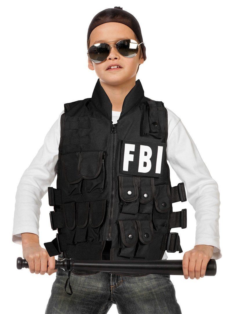 Metamorph Polizei-Kostüm FBI Schutzweste Deluxe für Kinder, Hochwertig verarbeitete Utiliy-Weste mit sehr (sehr) vielen Taschen