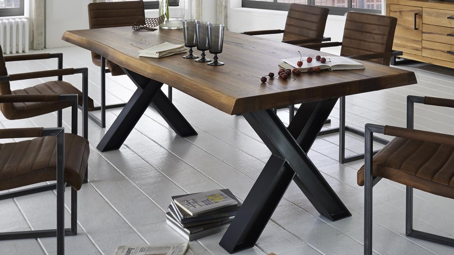 Bodahl Esstisch Esstisch Naturee Rustic Oak massiv Baumkante 240x100