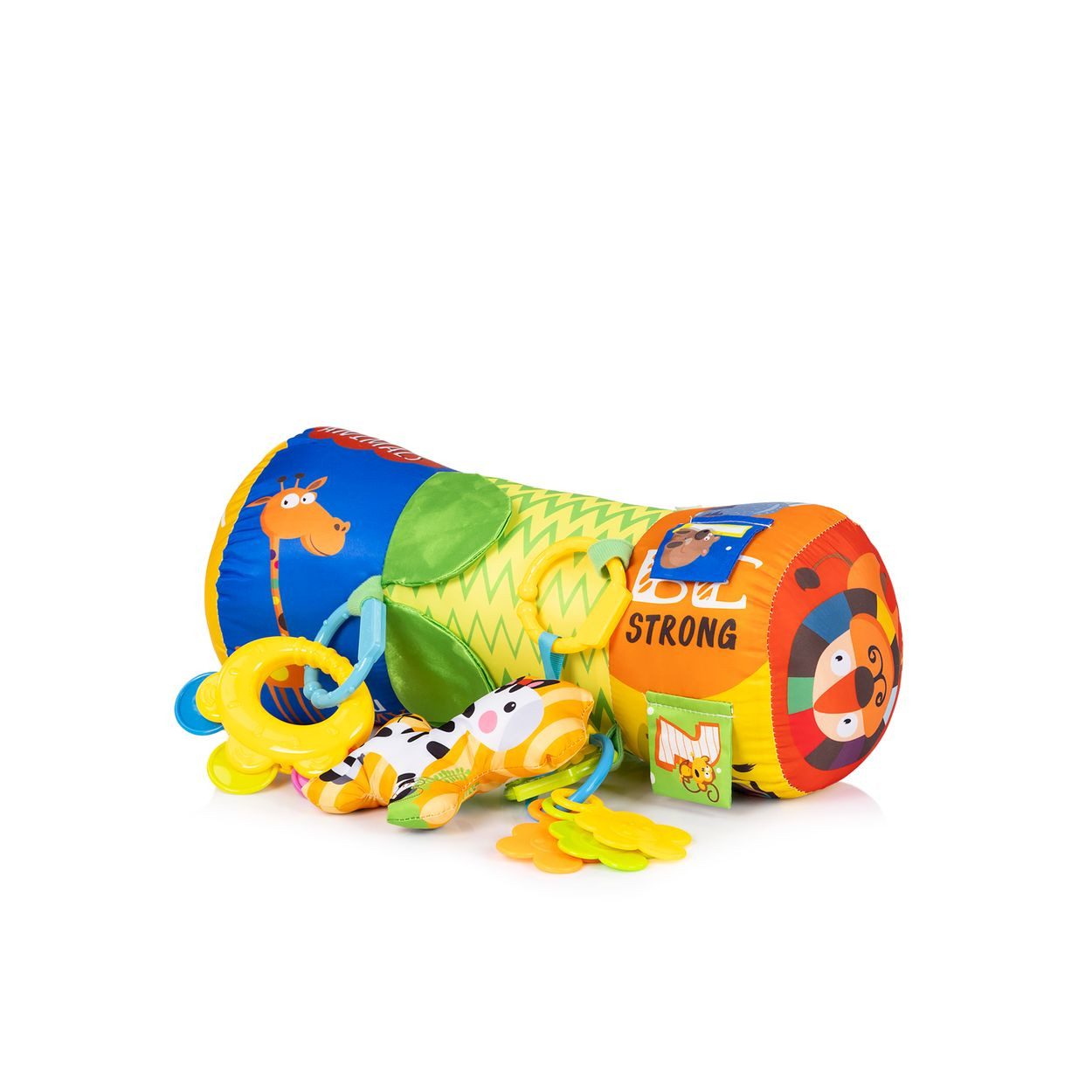 Chipolino Babykissen Kissenrolle, Beißringe, Greiflinge, Motorikförderung, Bauchlage, Stofftier